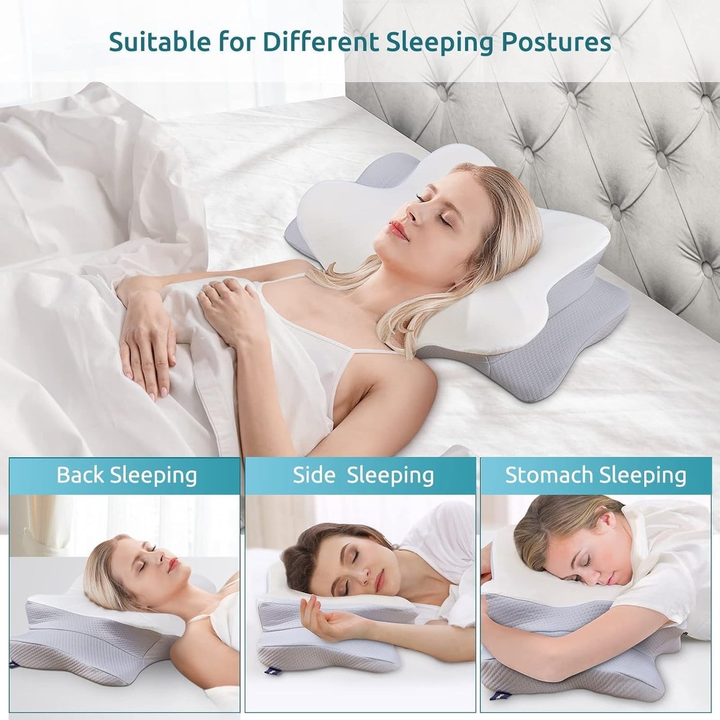 Cervical Memory Foam Pillow for Neck & Shoulder Pain Relief, Ergonomic Cooling D4