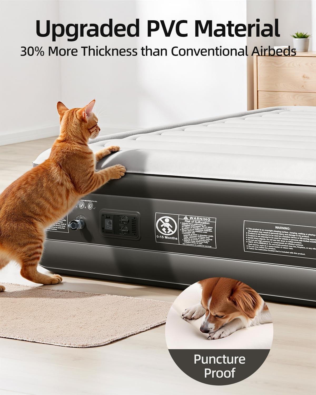 18" Raised Air Mattress with Built in Pump   Luxury Inflatable Bed for Home & Ca4