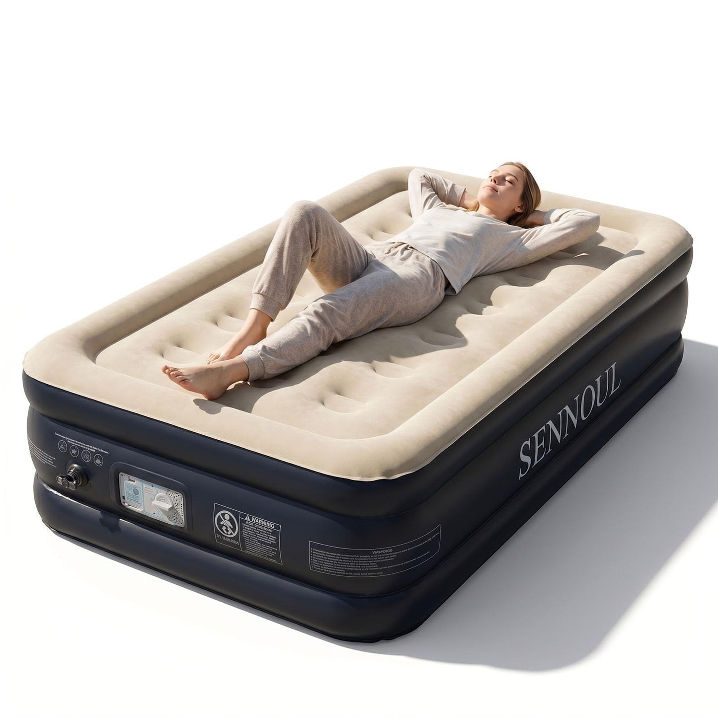 Twin Air Mattress with Built in Pump, Fast Inflation, Foldable Inflatable Bed fo1