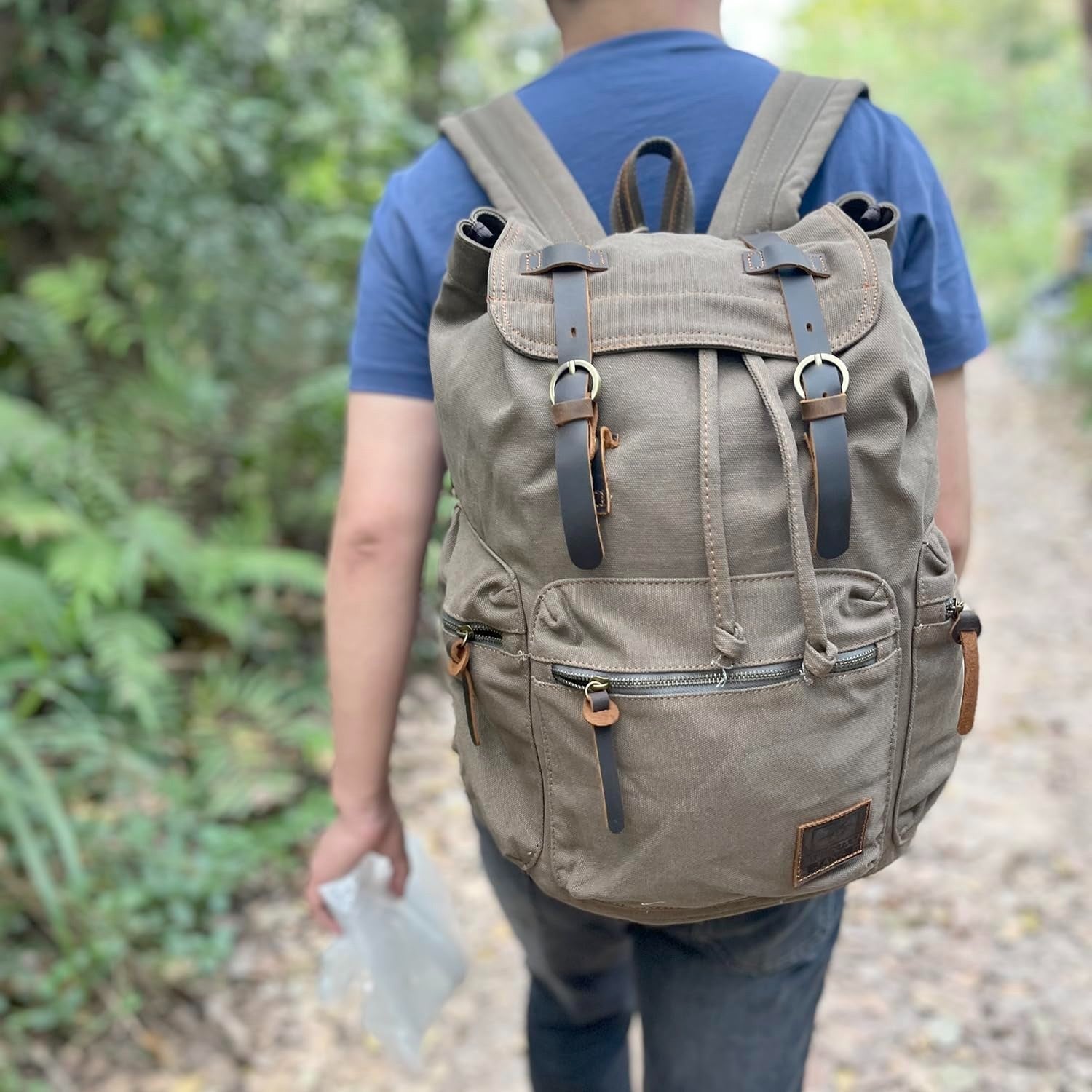 High Capacity Vintage Canvas Backpack for School, College, Hiking & Travel   Fit6