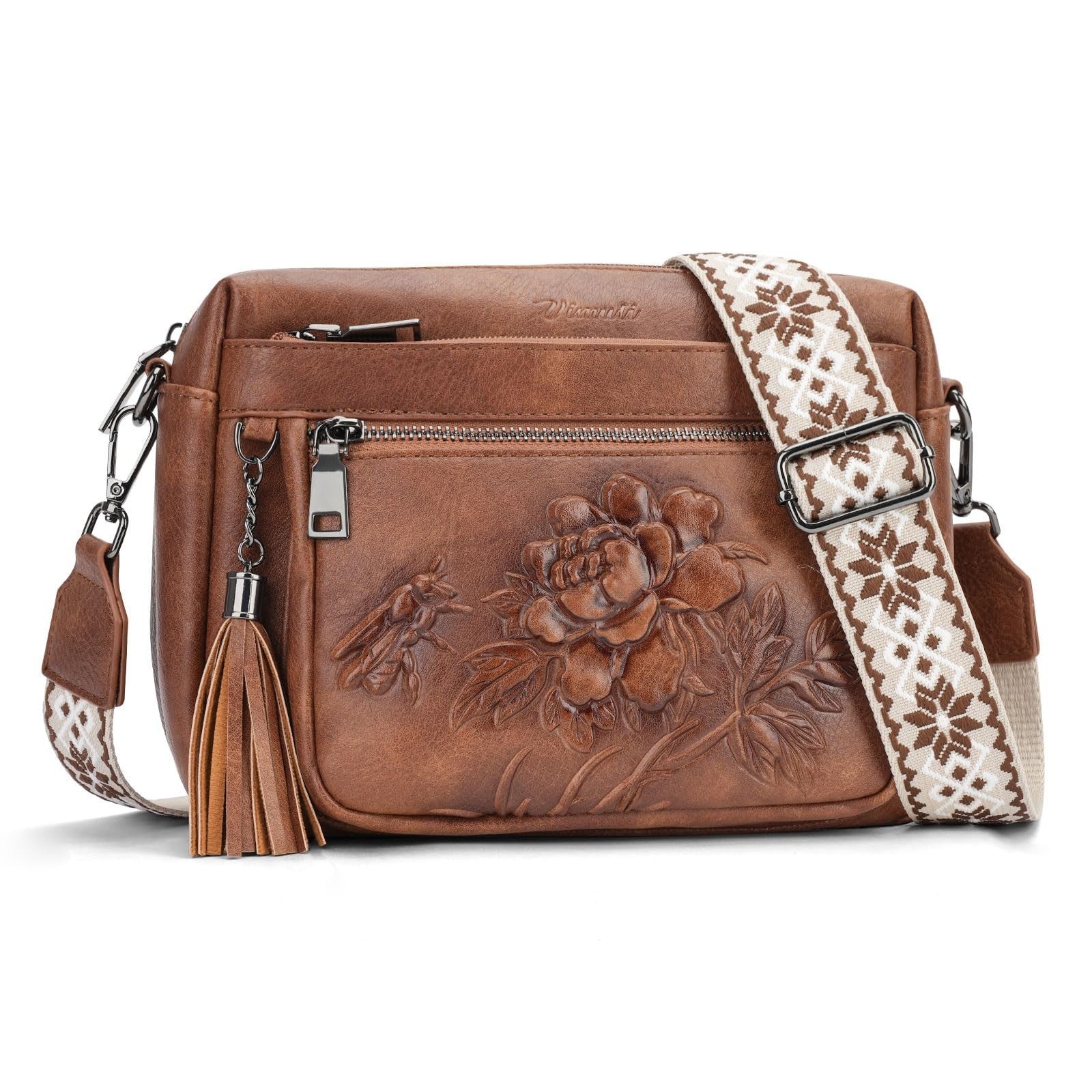 Stylish Vegan Leather Crossbody Bag for Women, Embossed Design, Trendy Purse1
