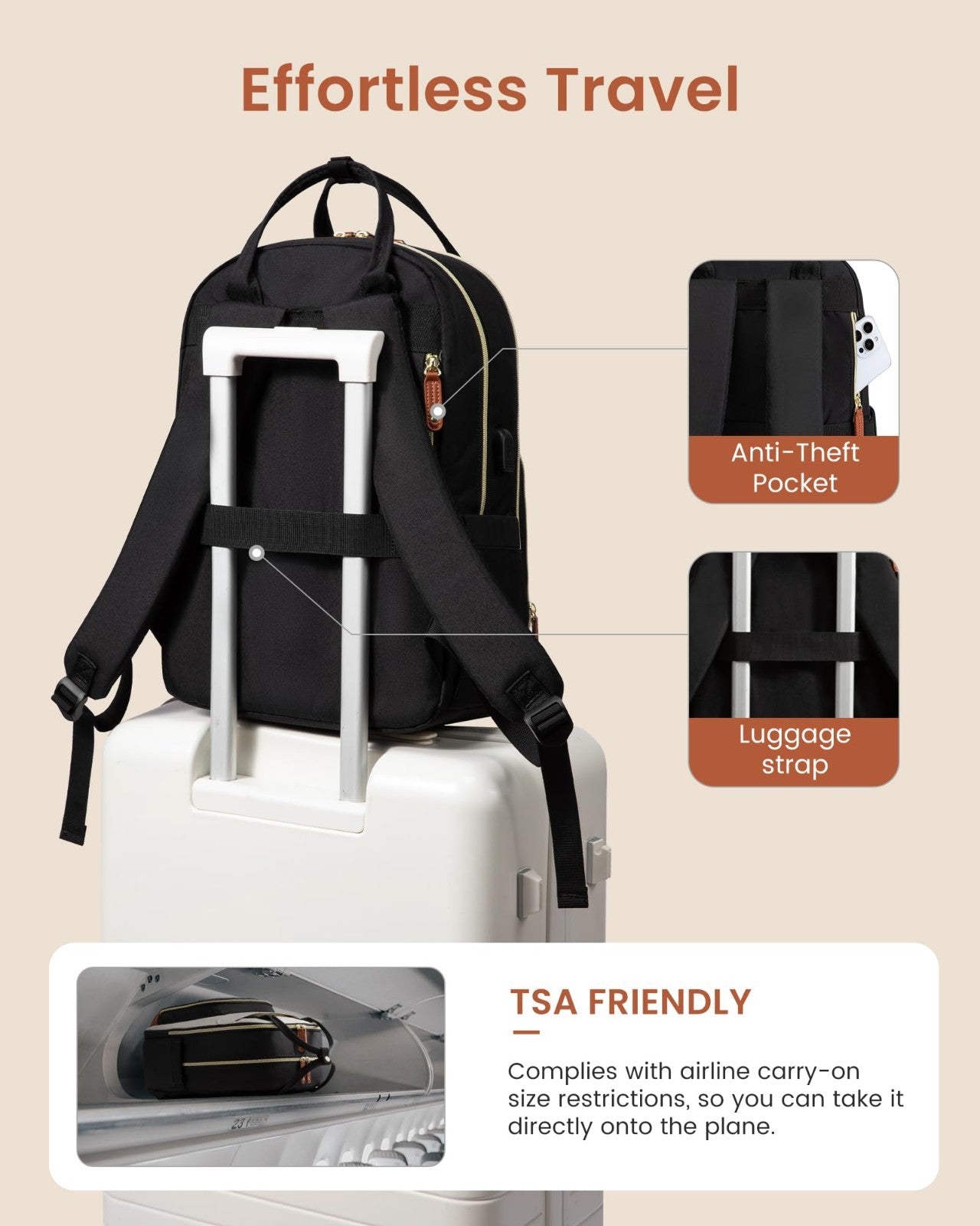 Stylish Waterproof Laptop Backpack for Women, Fits 15.6"   Anti Theft School Bag5