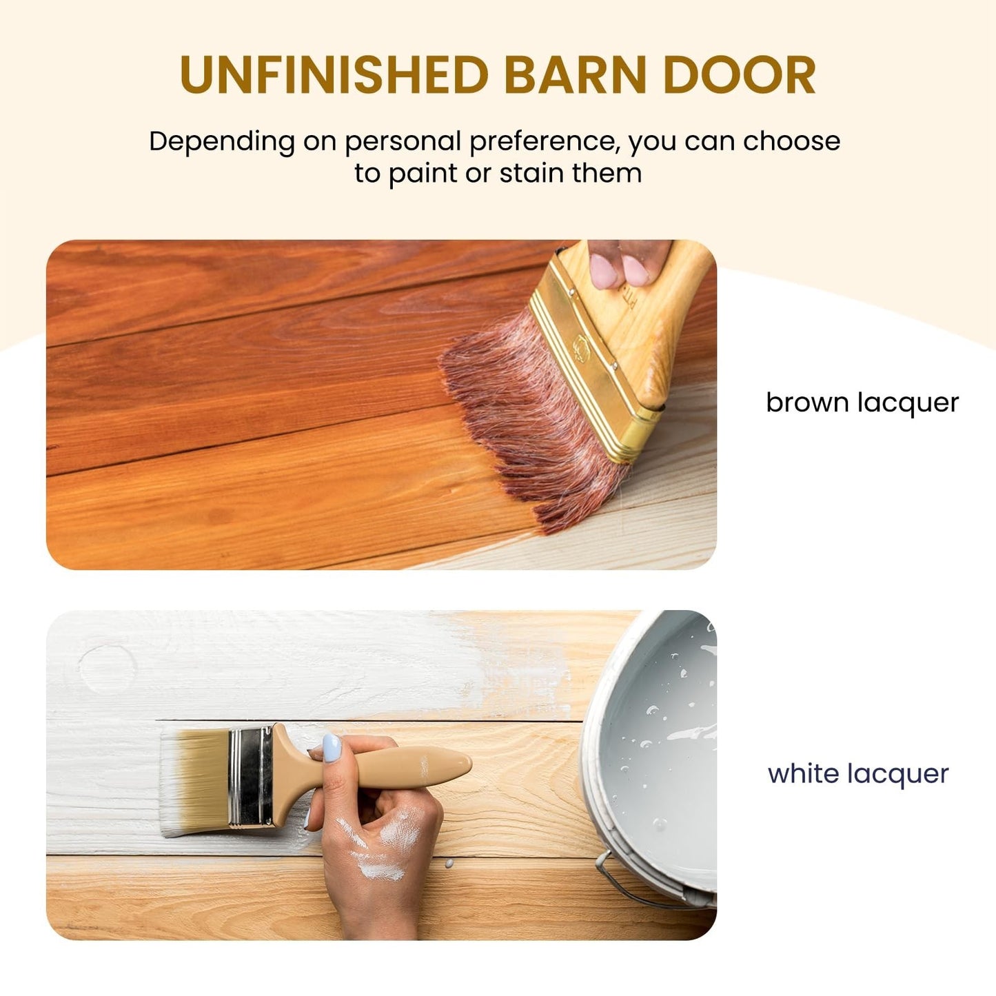 36"x96" Unfinished Solid Spruce Sliding Barn Door Kit with 6.6ft Hardware, DIY A4