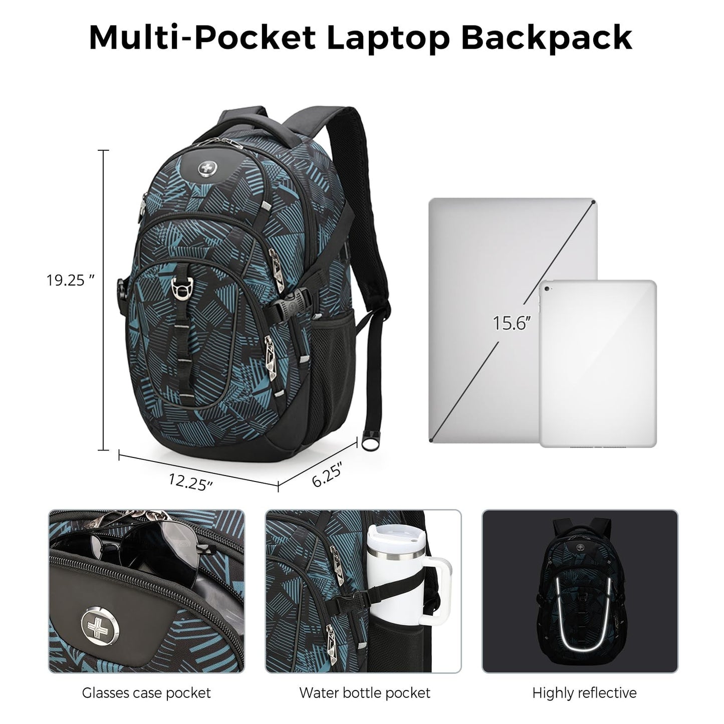 Travel Laptop Backpack with USB Charging Port, Fits 15.6" Computer, 31L, Dark Gr4
