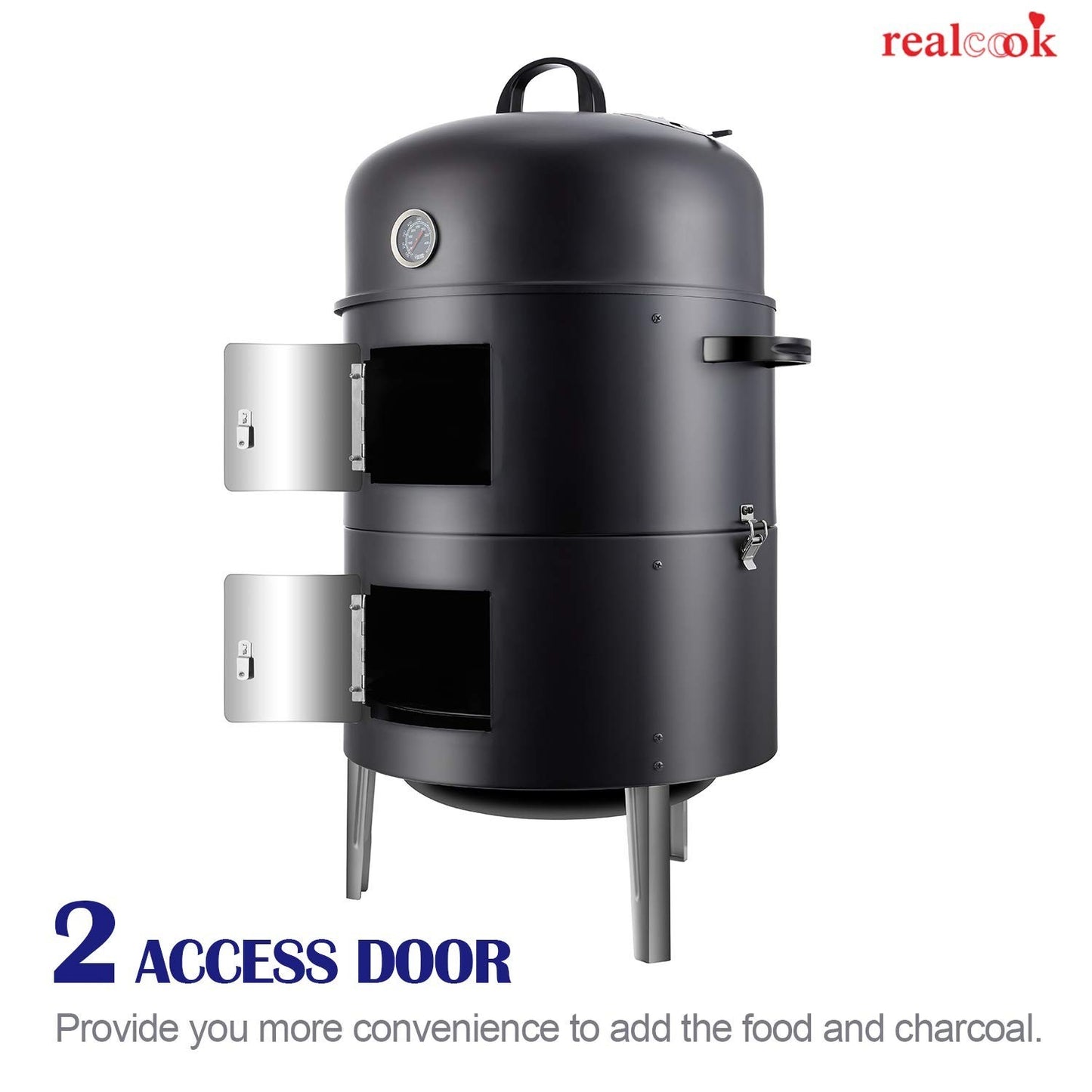 17 Inch Vertical Charcoal Smoker - Heavy Duty Round BBQ Grill for Outdoor Cookin7