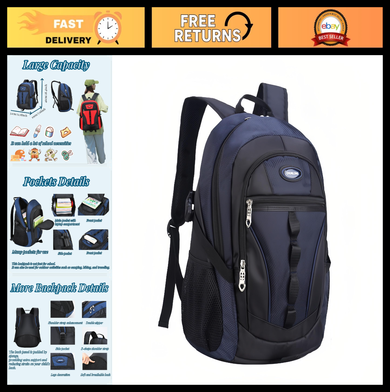 Teens School Backpack Casual Daypack for Boys & Girls   Outdoor Travel Knapsack0