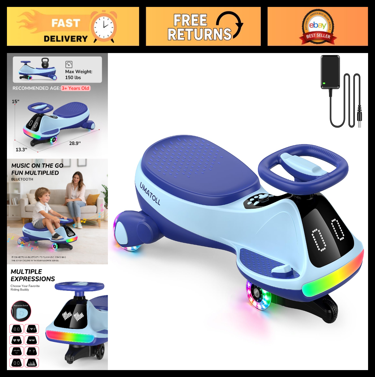 12V Electric Wiggle Car for Kids - Fun Ride-On Toy, Birthday Gift for Ages 3+0