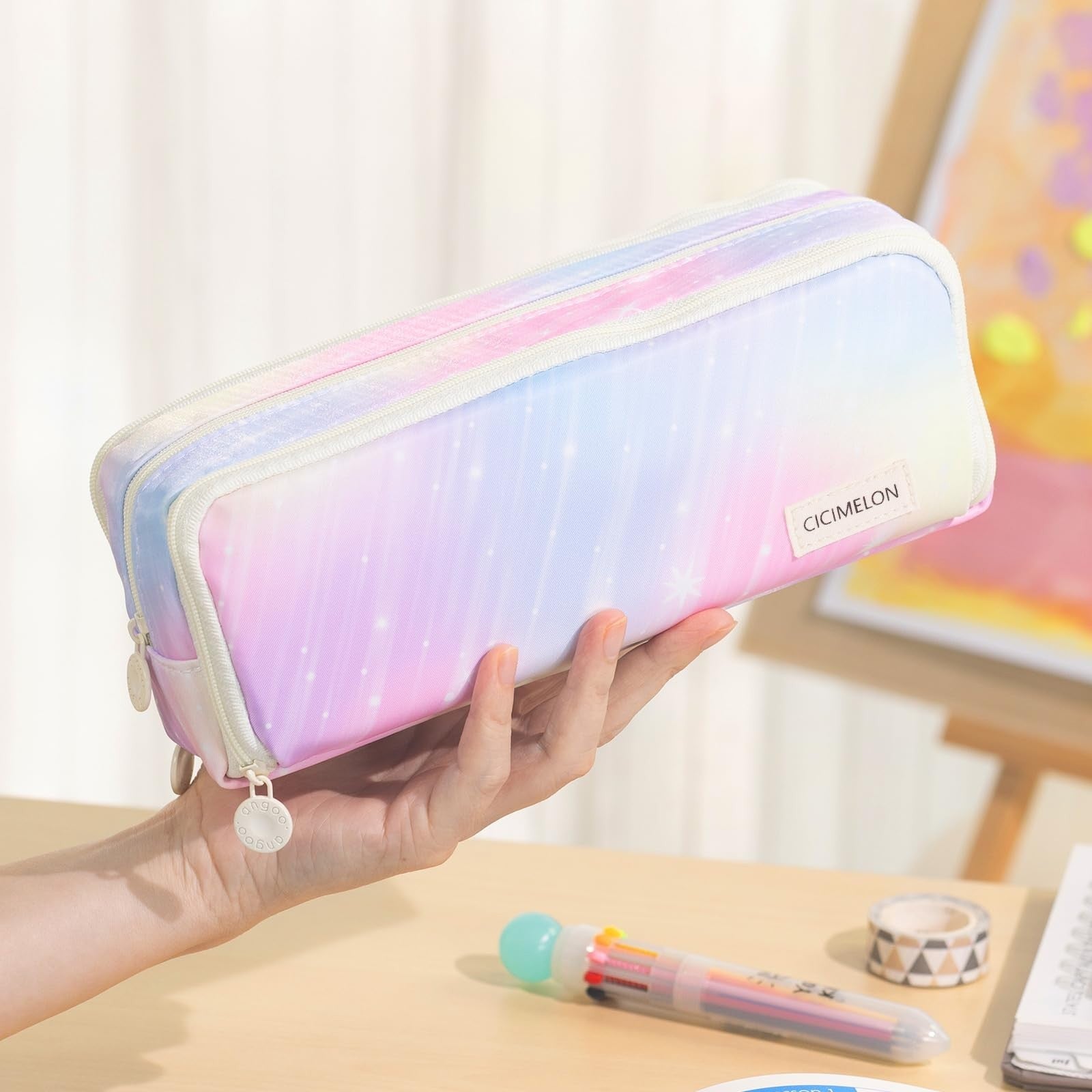 Large Capacity 3 Compartment Pencil Case Pouch for School, Teens & Adults   Mete2