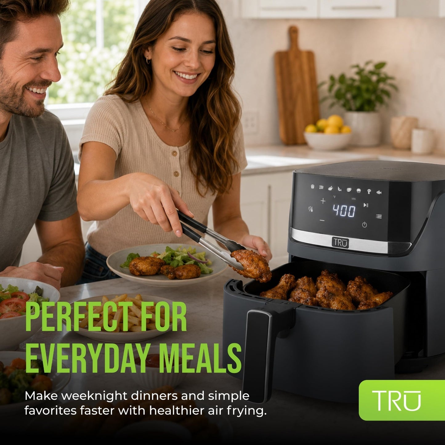 4 Quart Digital Air Fryer   Family Size, One Touch Control, 8 Cooking Presets, N5