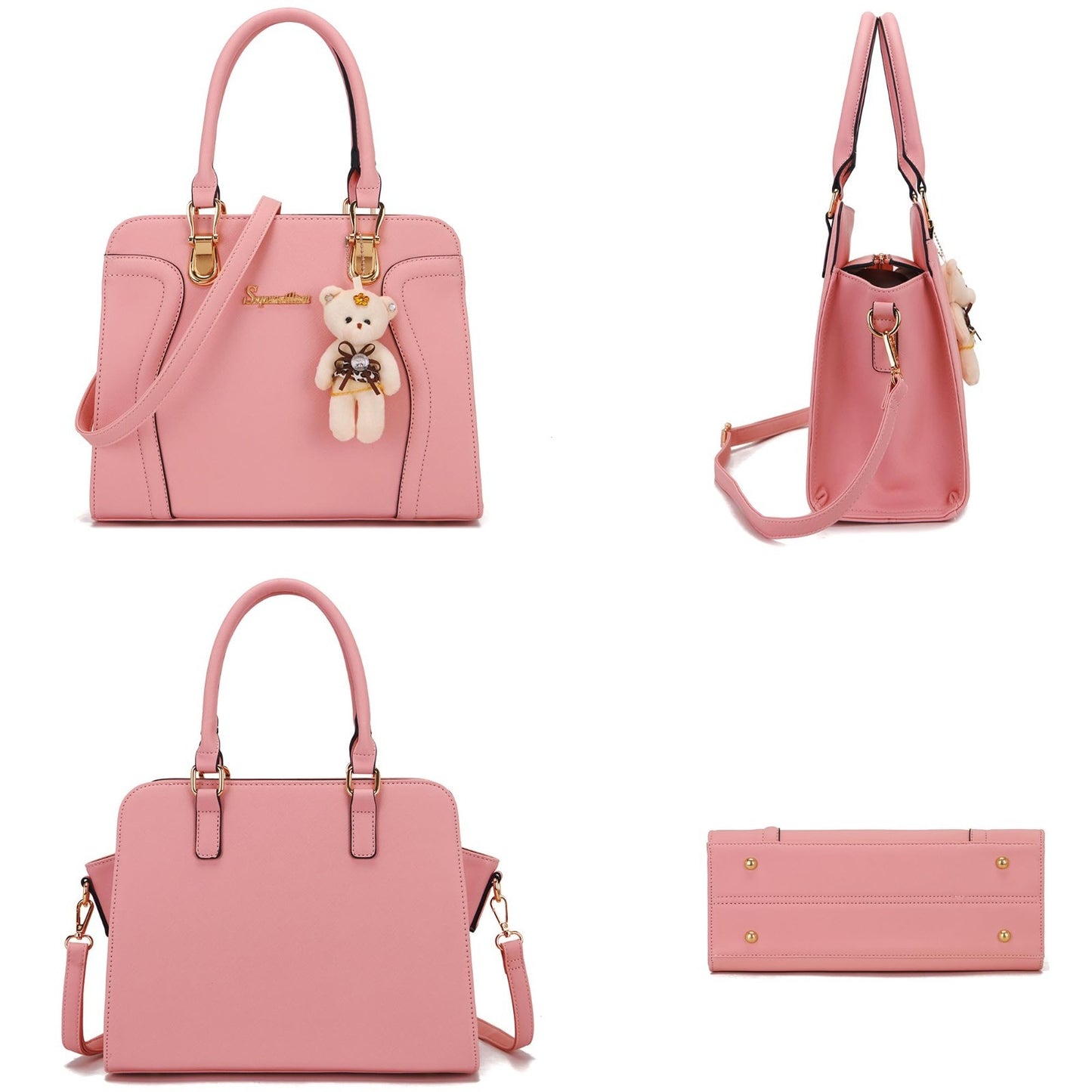 Stylish 3pcs Women's Shoulder Handbags Set - Satchel, Wallet & Purse Combo3