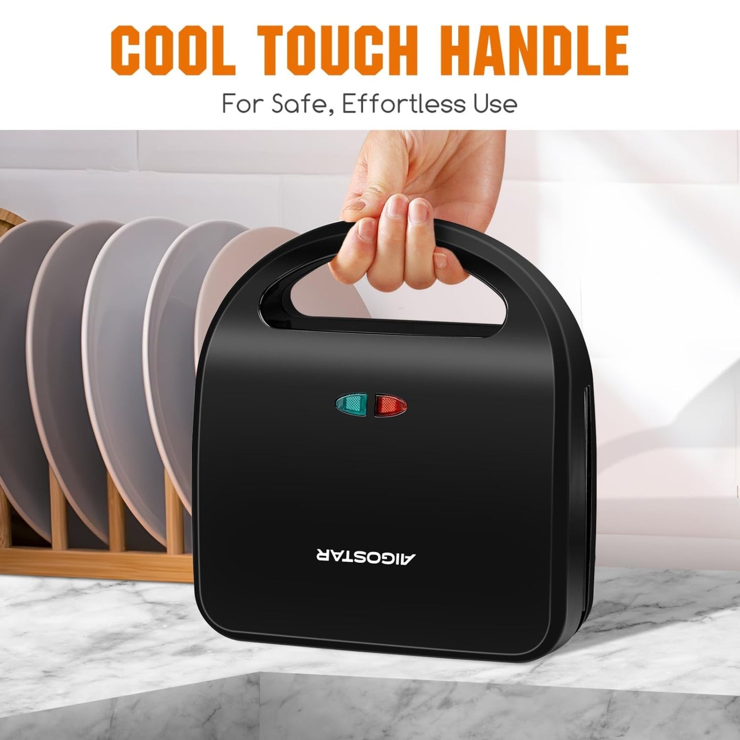 3-in-1 Electric Sandwich Maker & Panini Press with Non-Stick Plates, Waffle Make7