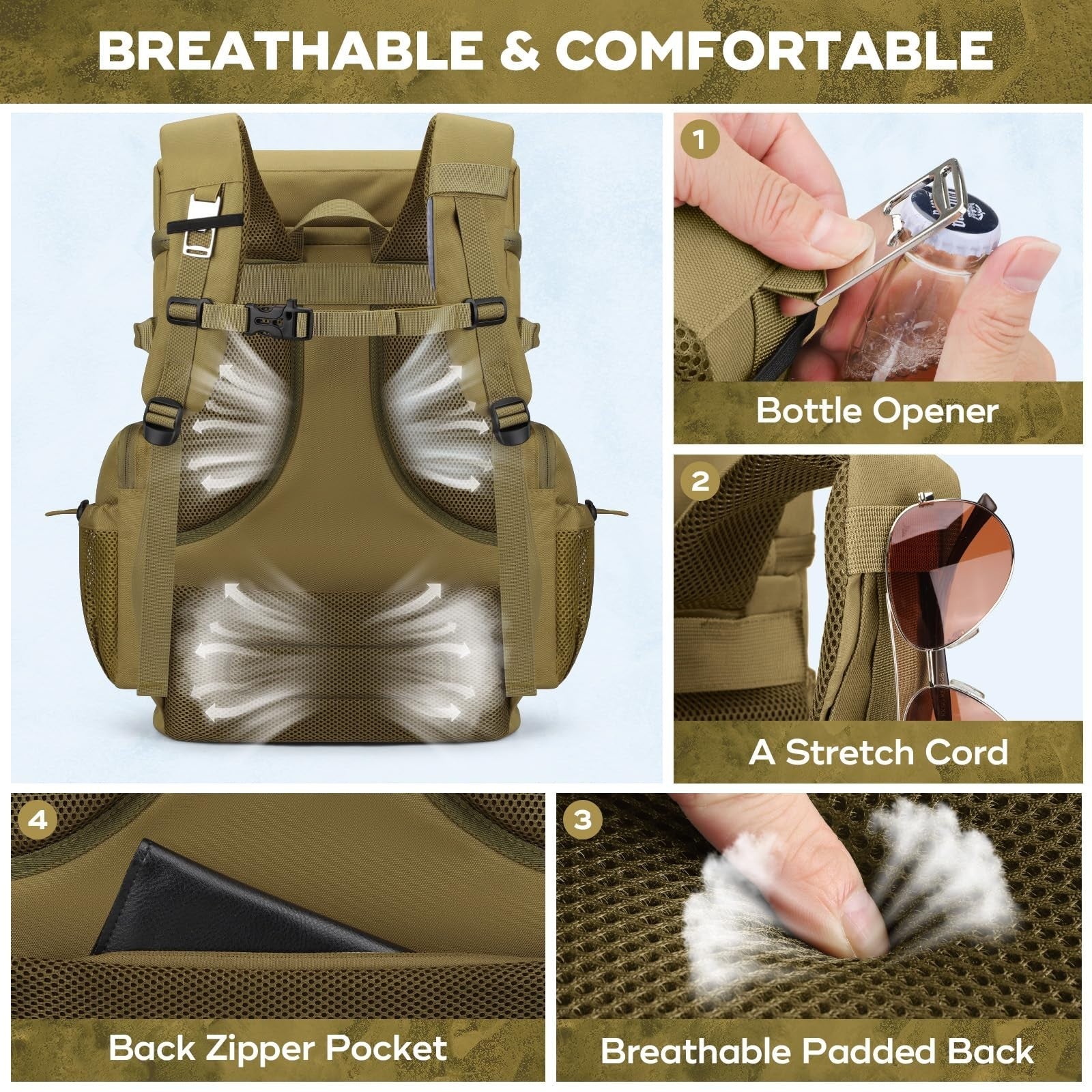 Insulated Backpack Cooler - 35/50 Can, Leakproof Soft Bag, Keeps Food Cold 16H,3