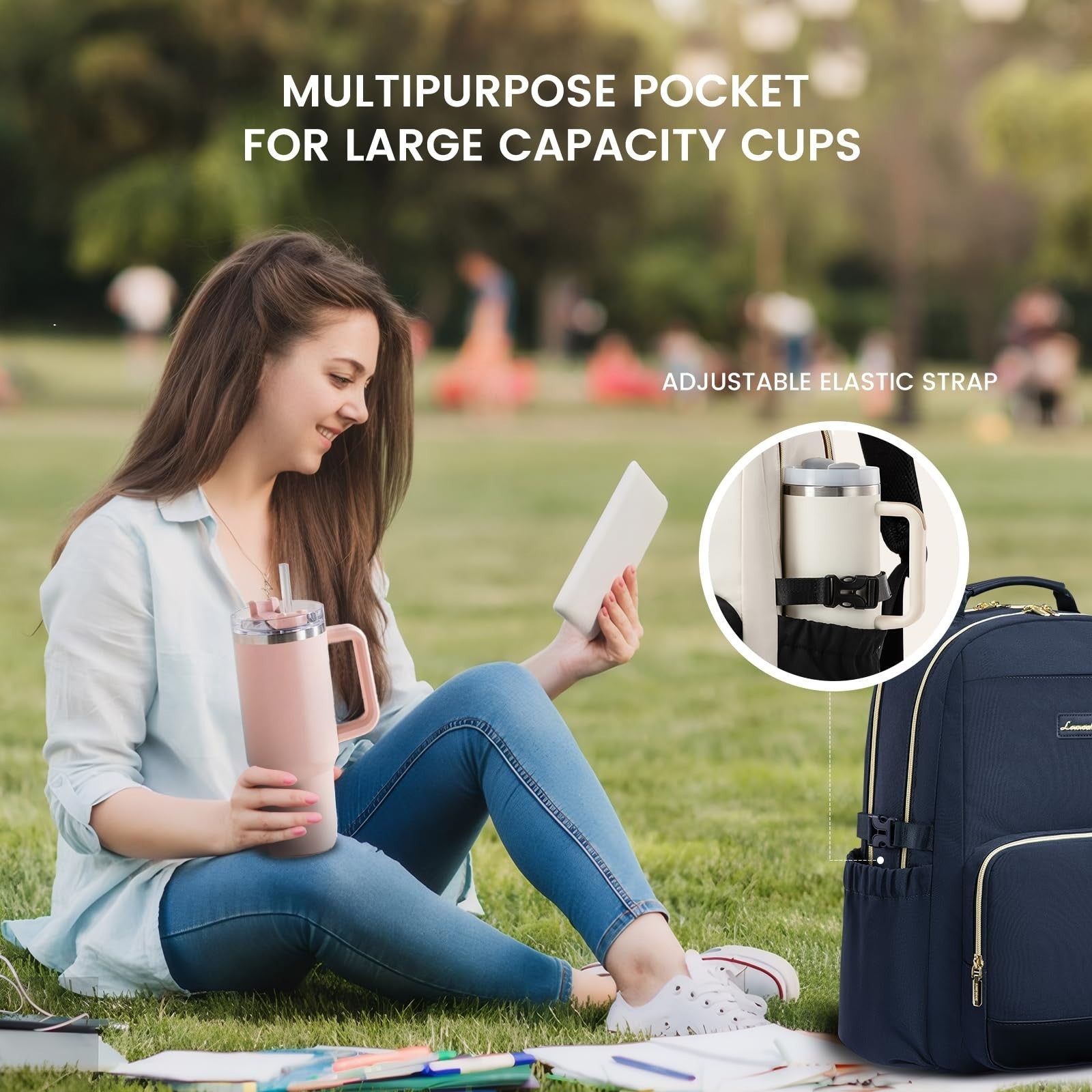 Stylish Waterproof Laptop Backpack for Women, 15.6" Large Capacity Travel Bag, P2