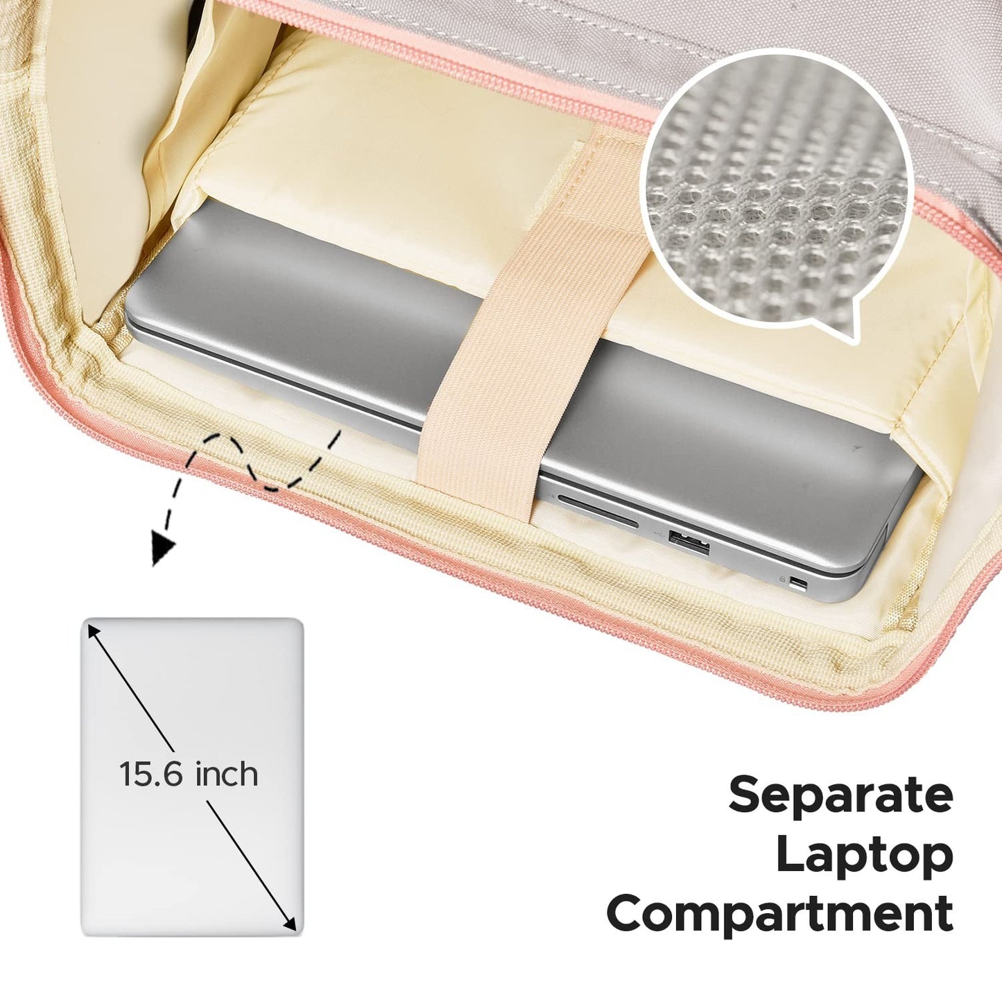 15.6" Laptop Backpack with USB Port, Insulated Lunch Bag, Waterproof Daypack for5