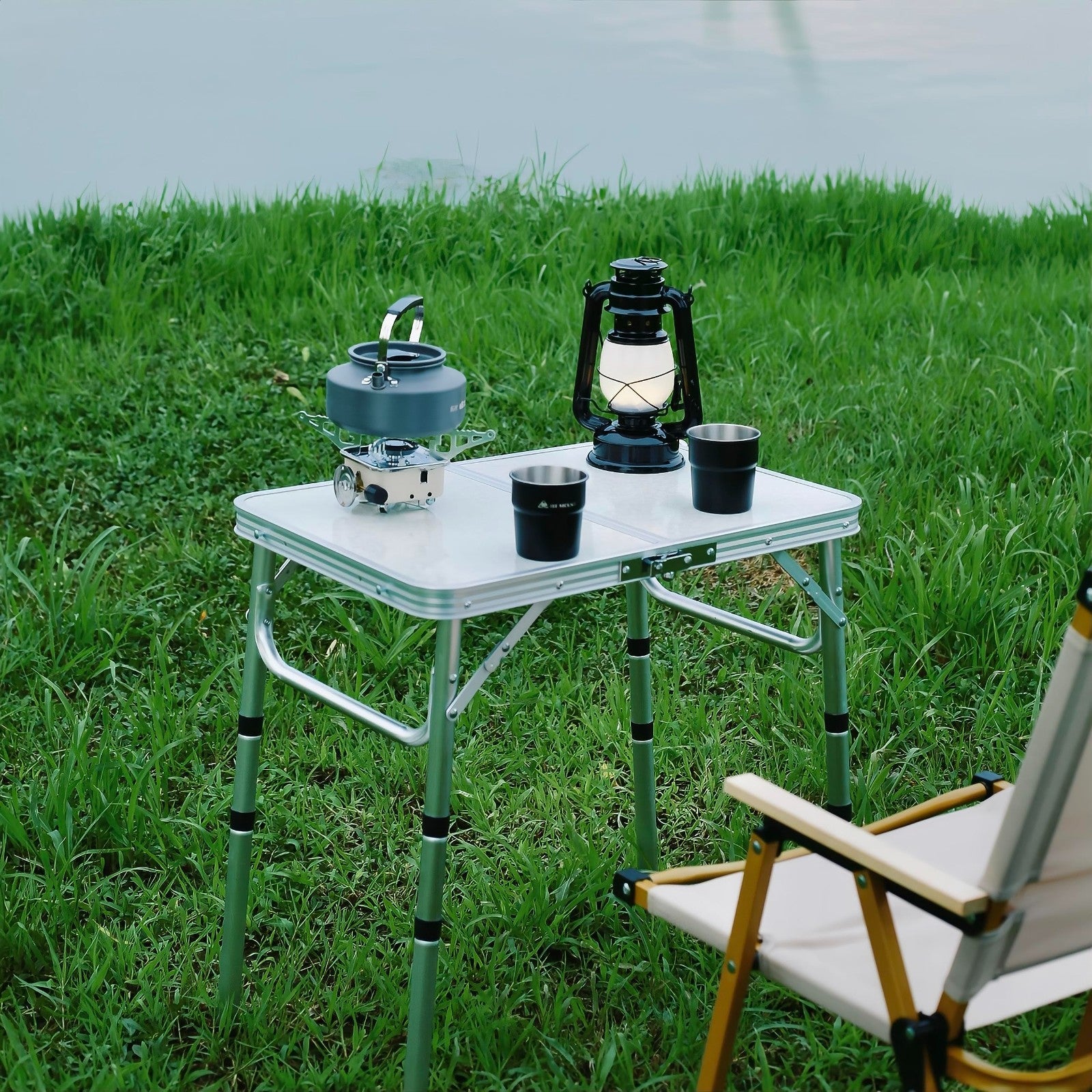 Portable Folding Camping Table - 2ft Adjustable Height Picnic Table, Lightweight2