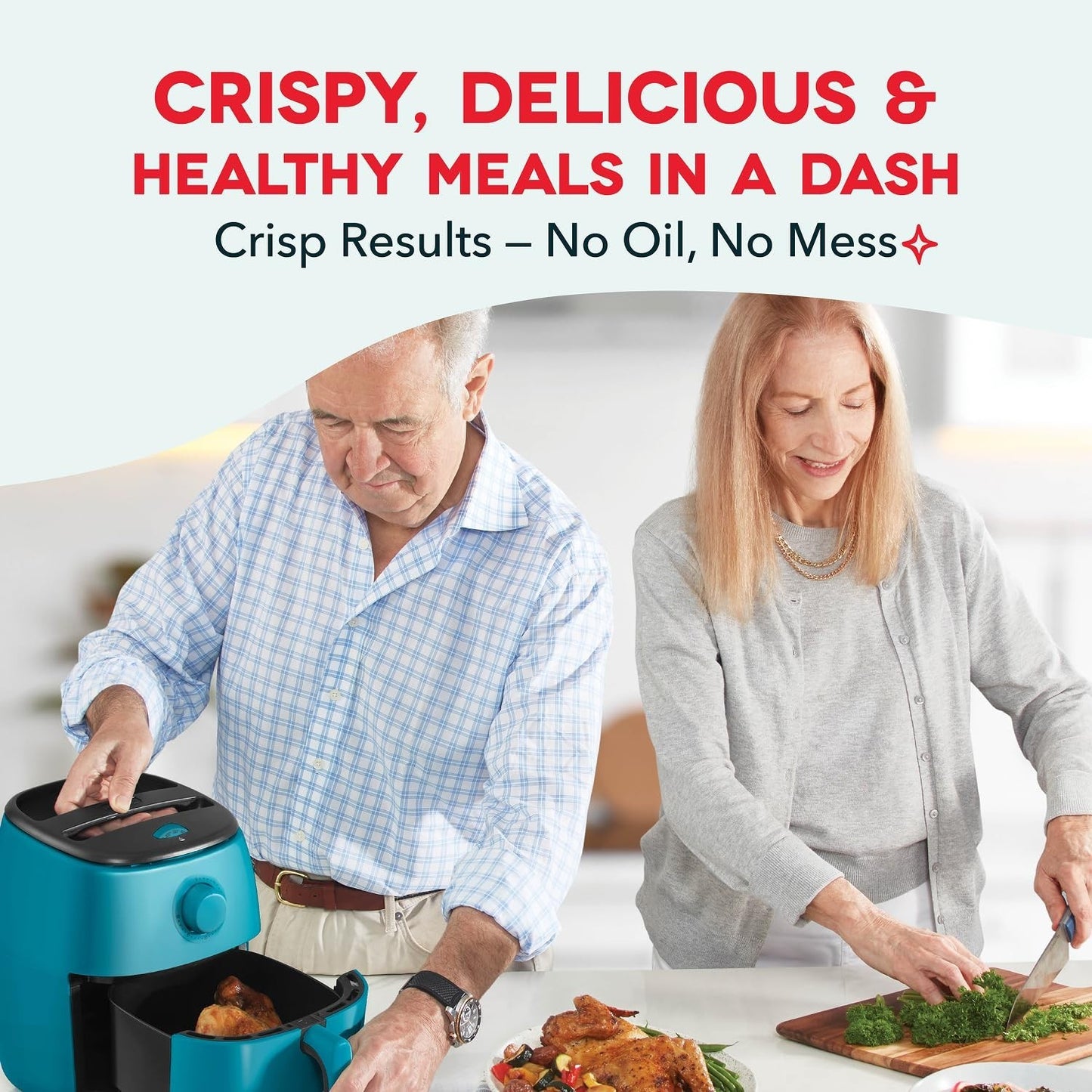 Compact Air Fryer with Adjustable Temperature - 2.6 Qt Nonstick Basket, Auto Shu3