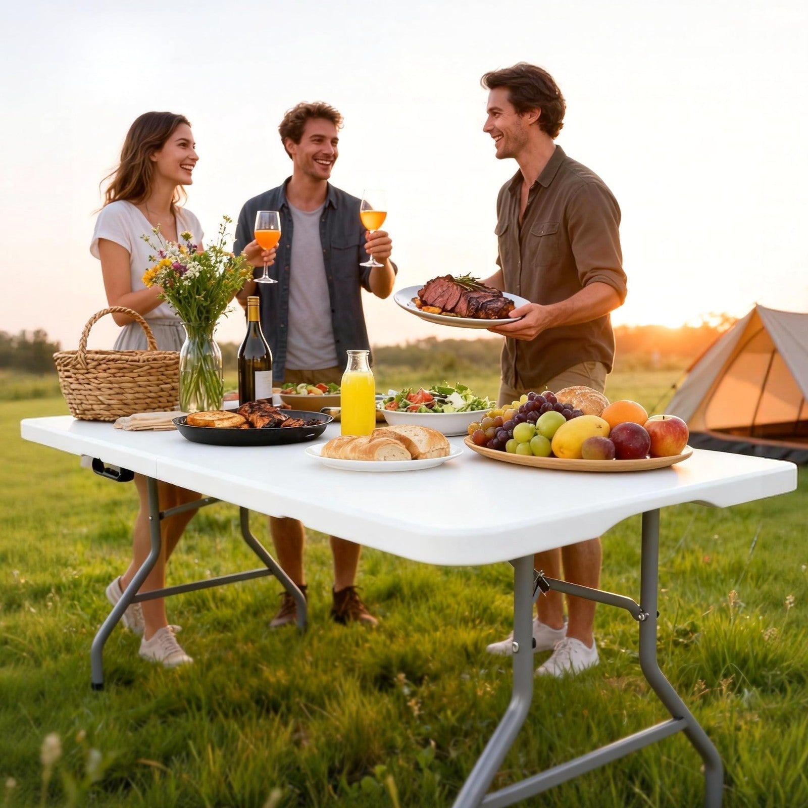 6FT Folding Table - Heavy Duty, 350 LBS Capacity, Waterproof HDPE Top, Portable2