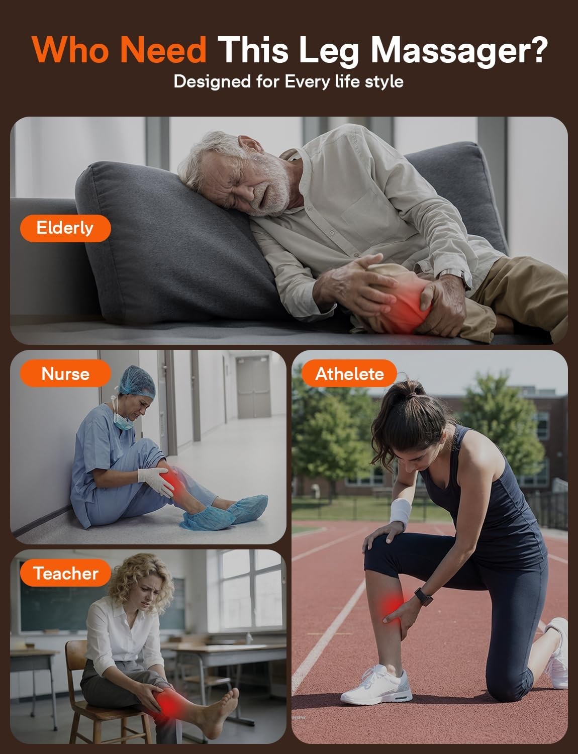 Leg Massager for Circulation & Pain Relief - Heat, Compression, 5 Modes, Gift Id5