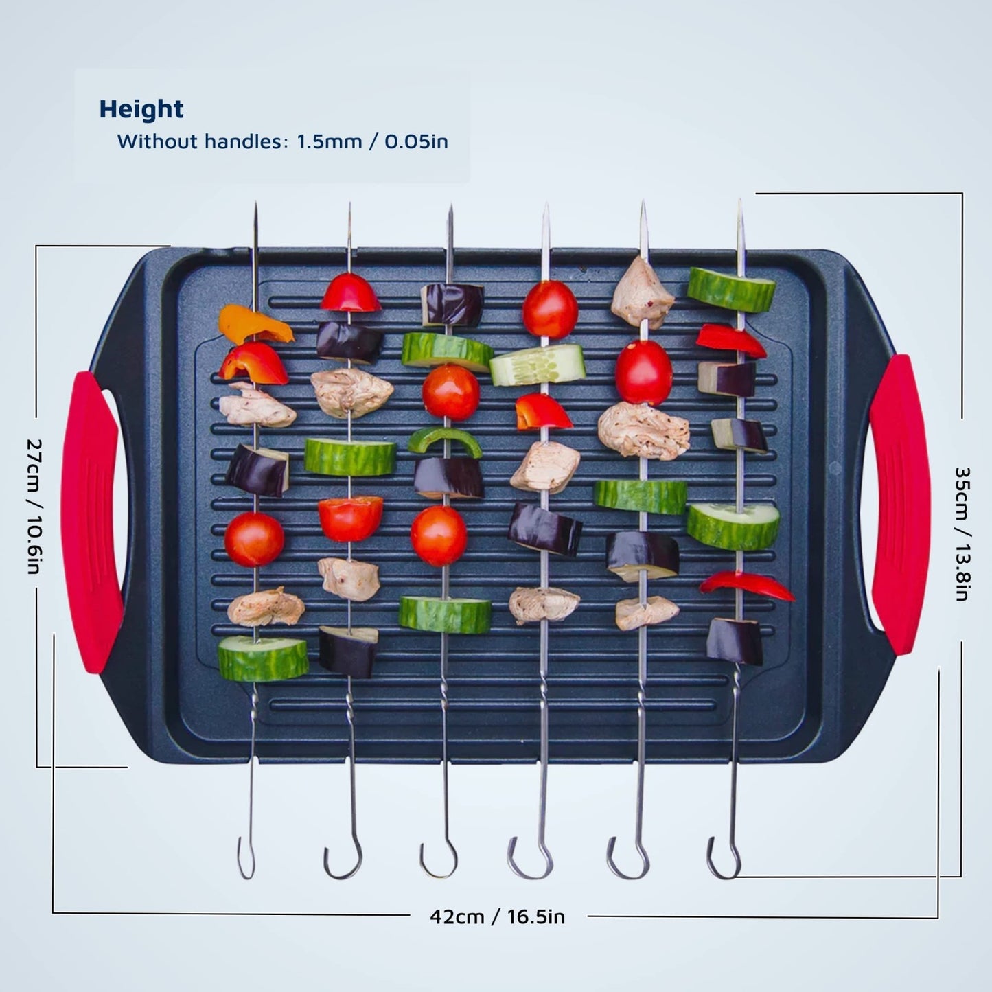 Cast Aluminum Griddle with Handles & 6 Stainless Steel Skewers for Grilling1