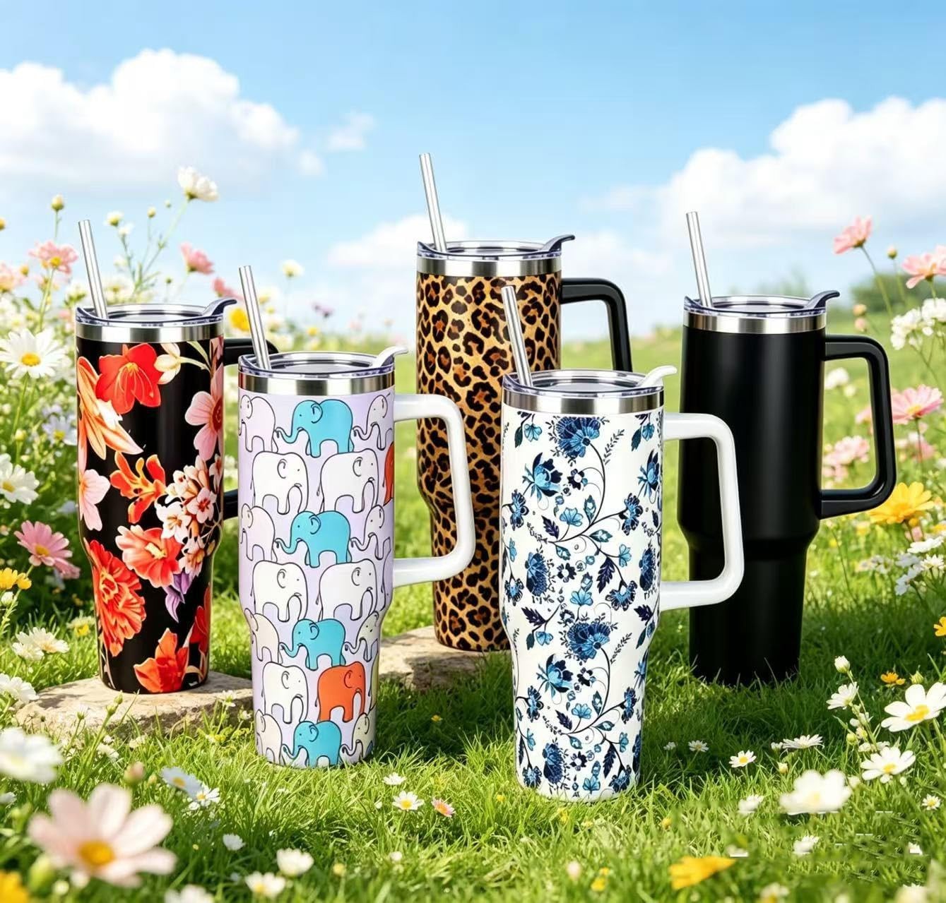 40 oz Insulated Tumbler with Handle & Straw   Leak Proof, Dishwasher Safe Travel6