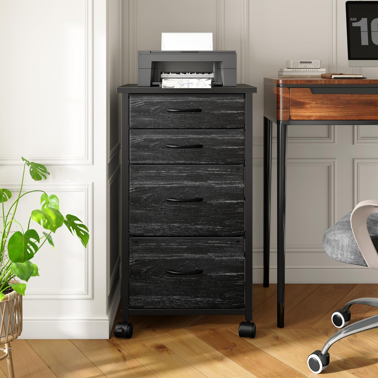 4 Drawer Rolling File Cabinet for A4 Letter Size   Mobile Printer Stand, Lockabl2