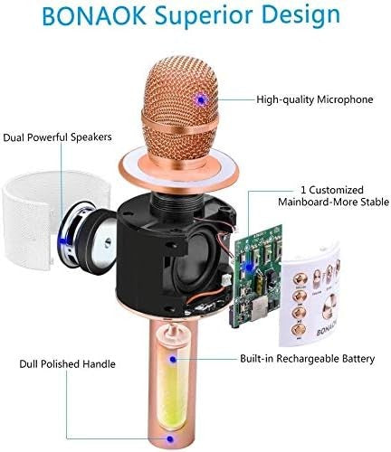 Portable Wireless Bluetooth Karaoke Mic   3 in 1 for Home & Parties (Rose Gold)4
