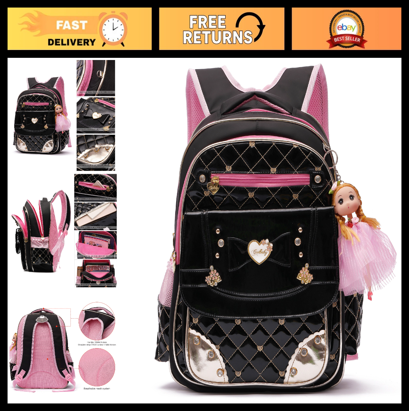 Waterproof Girls Backpack   Cute Toddler School Bag, Small Travel Daypack0