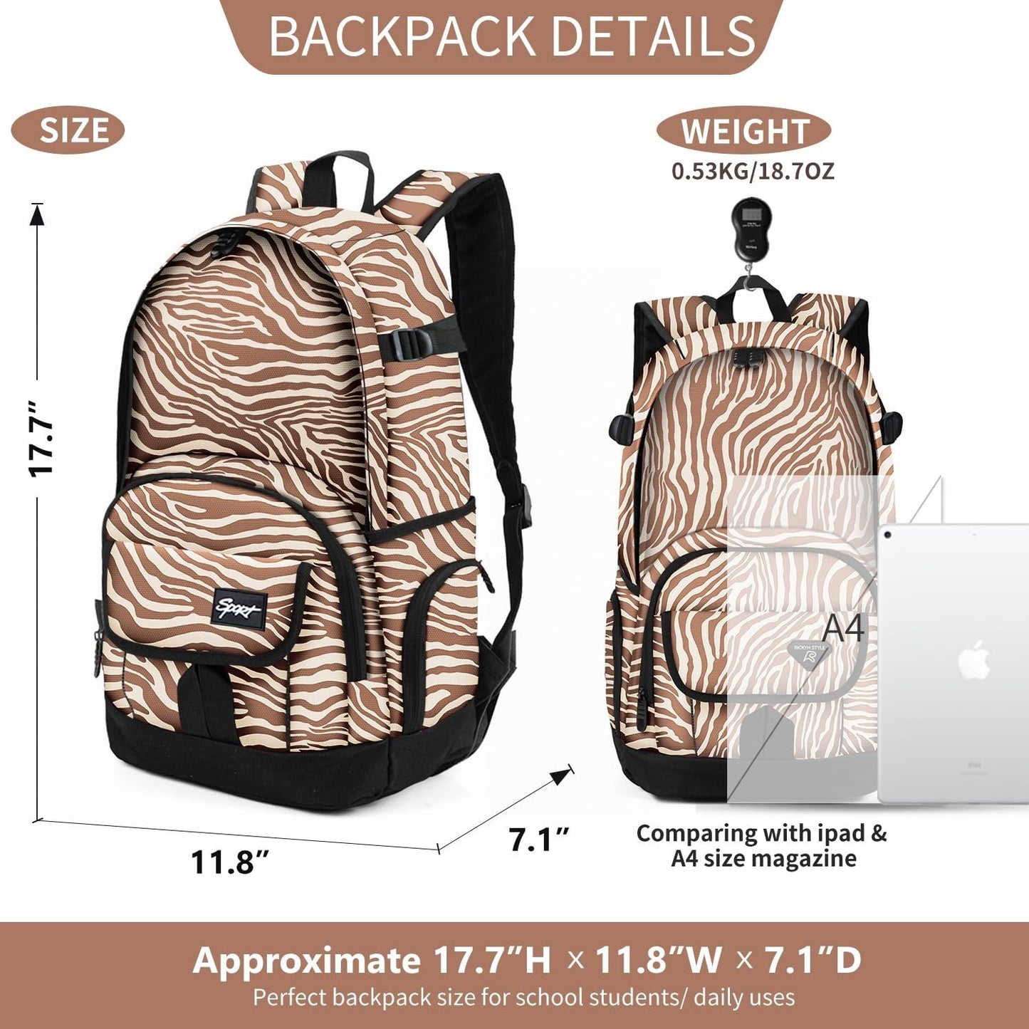 Lightweight School Backpack Travel Bag for Men & Women   College & Travel Use3