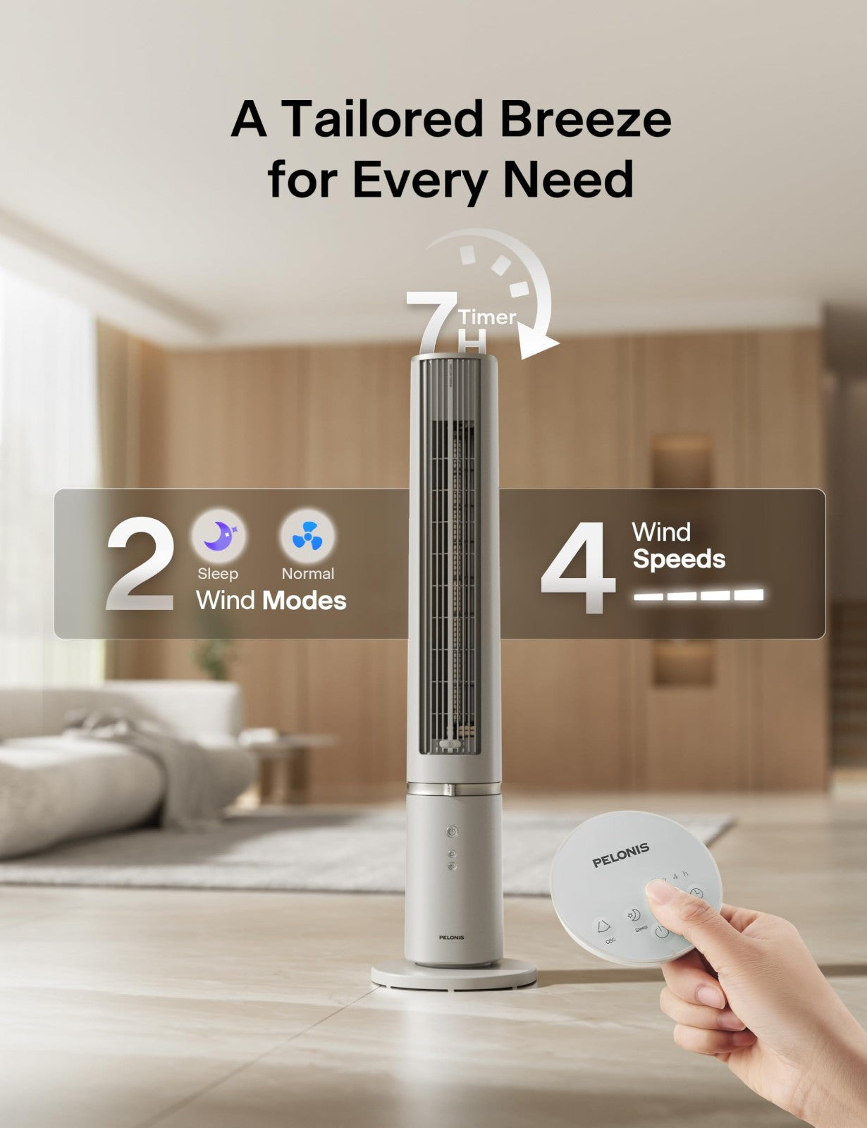 40 Inch Oscillating Tower Fan with Remote   Quiet, 4 Speeds, 90° Oscillation, 204