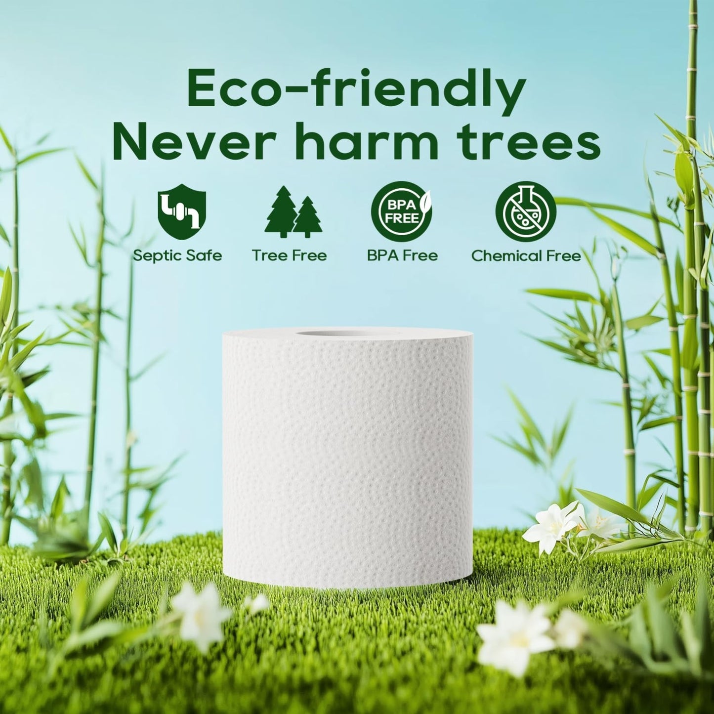 Eco Friendly Bamboo Toilet Paper   24 Double Rolls, 2 Ply, Soft & Absorbent, Sep3