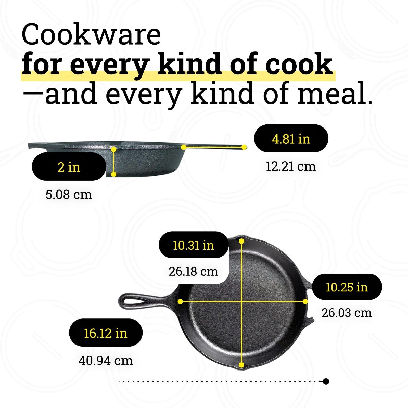 10.25" Seasoned Cast Iron Skillet - PFAS-Free Non-Toxic Cookware, Oven & Grill S7
