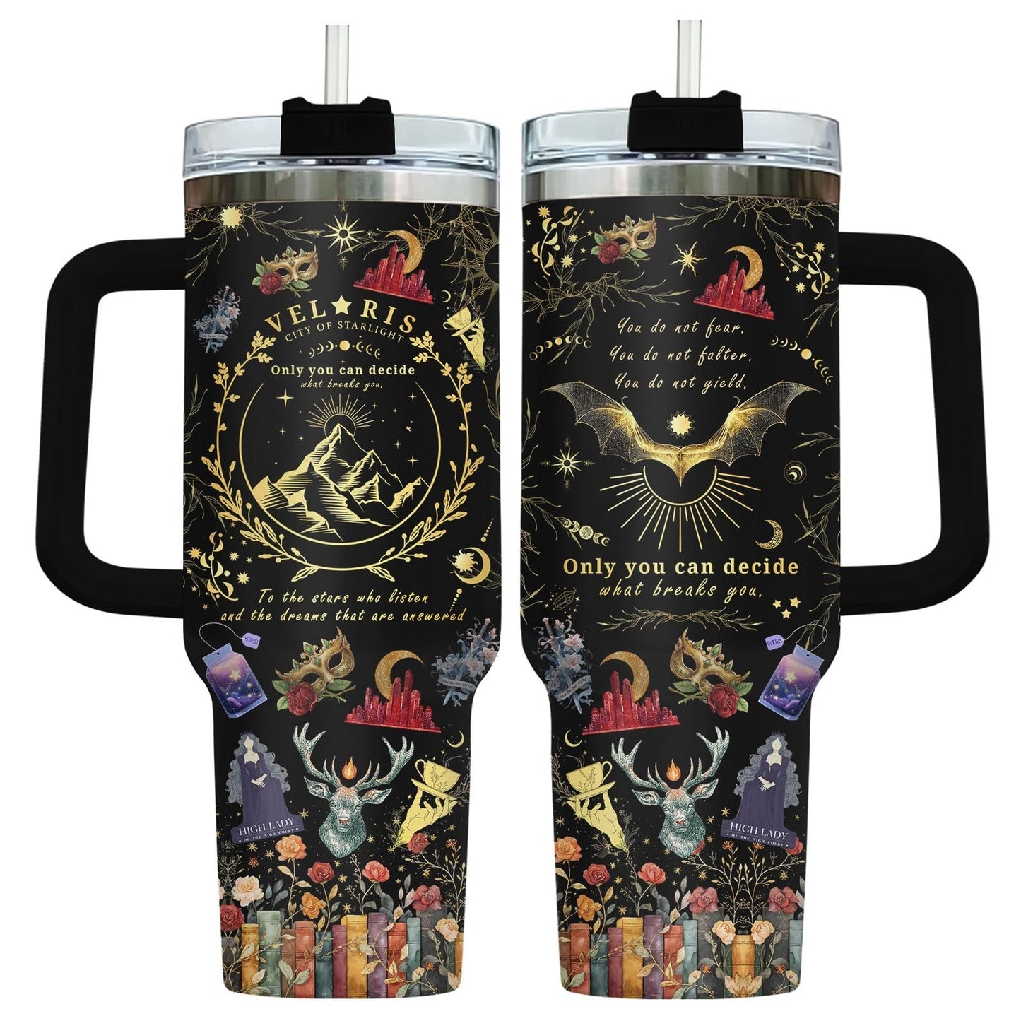 40oz Fantasy Romance Tumbler   Night Sky Mountains Travel Mug, Aesthetic Gift fo1