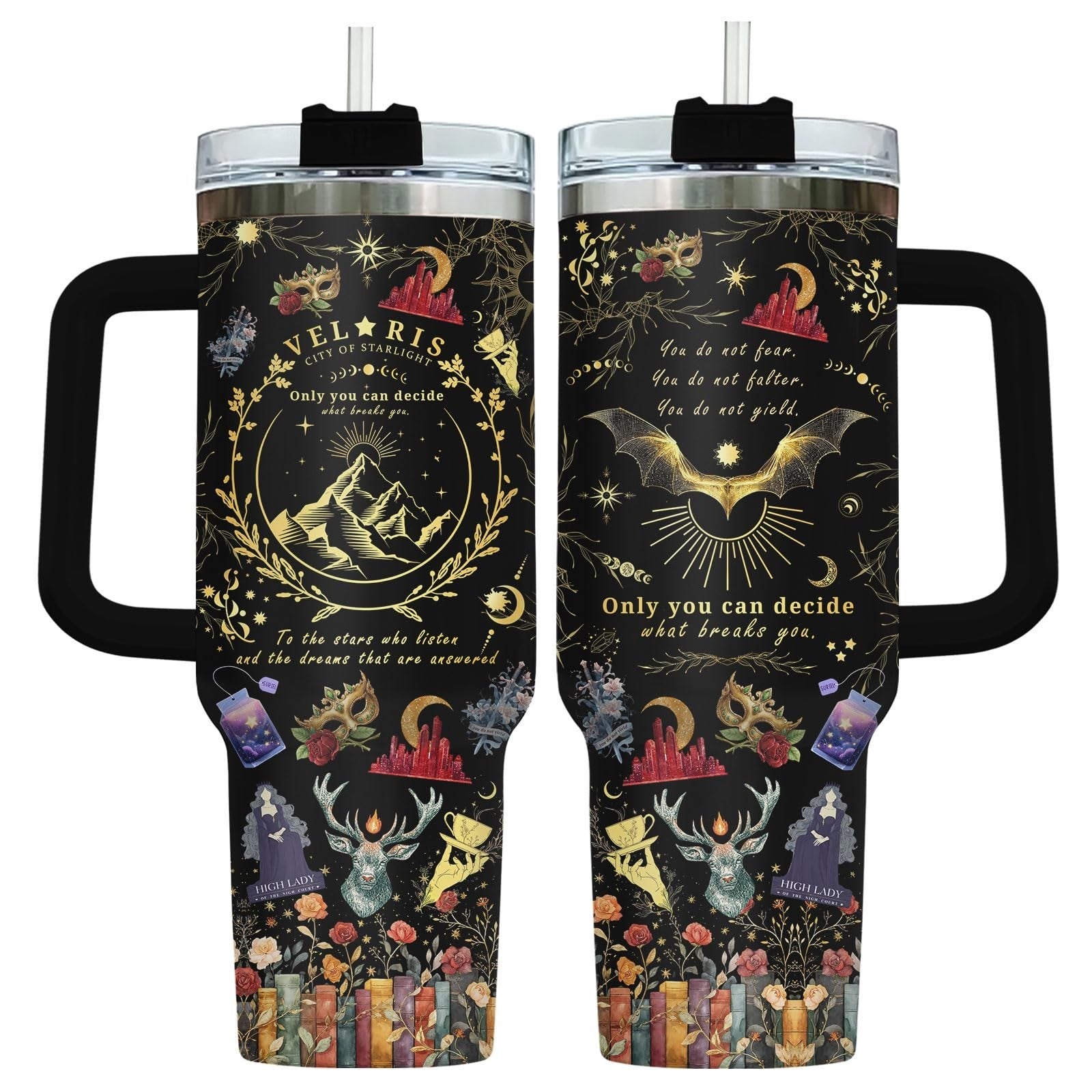 40oz Fantasy Romance Tumbler   Night Sky Mountains Travel Mug, Aesthetic Gift fo1