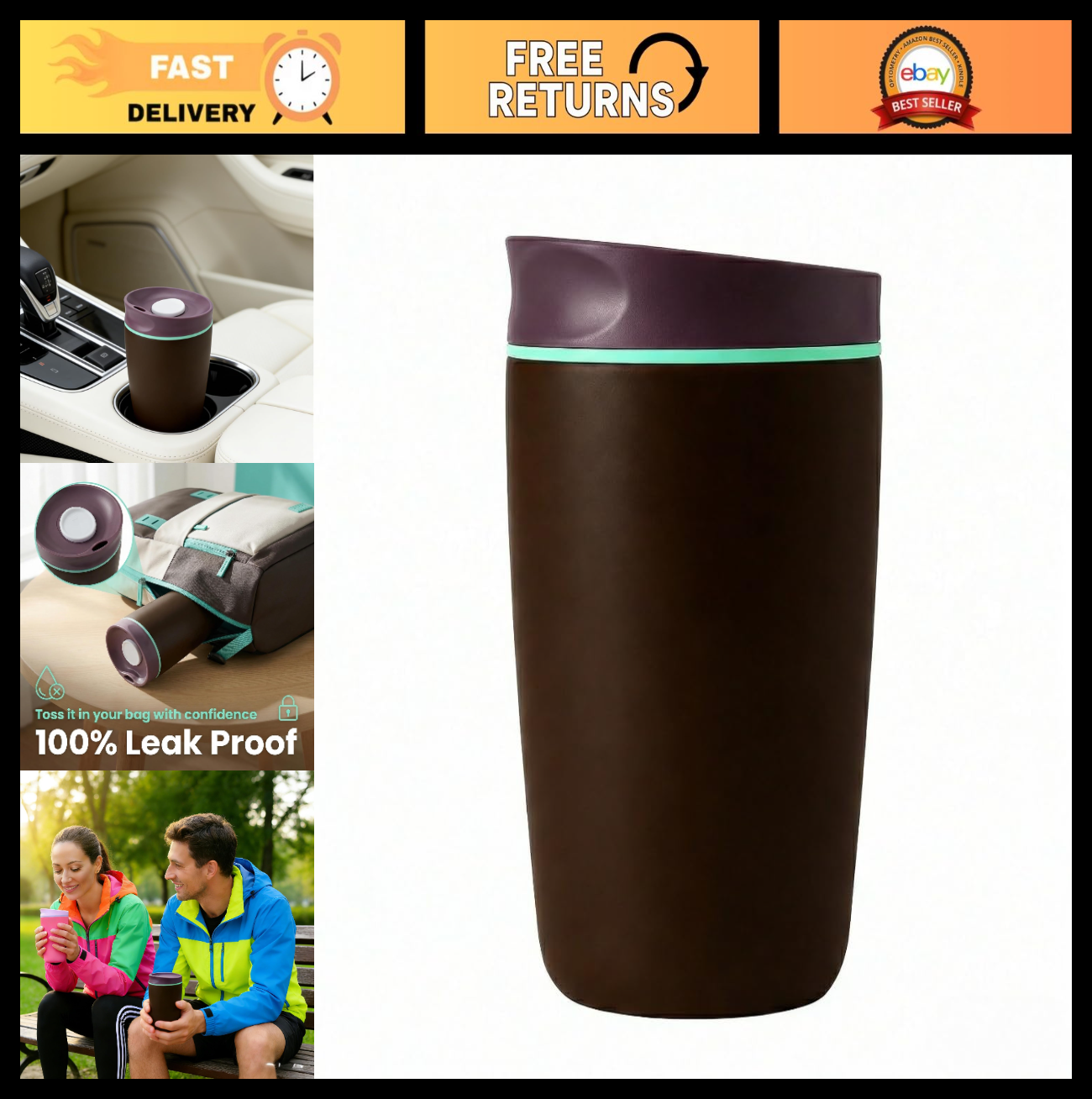 Insulated Stainless Steel Coffee Tumbler 12 oz, Travel Mug for Hot/Iced Drinks,0