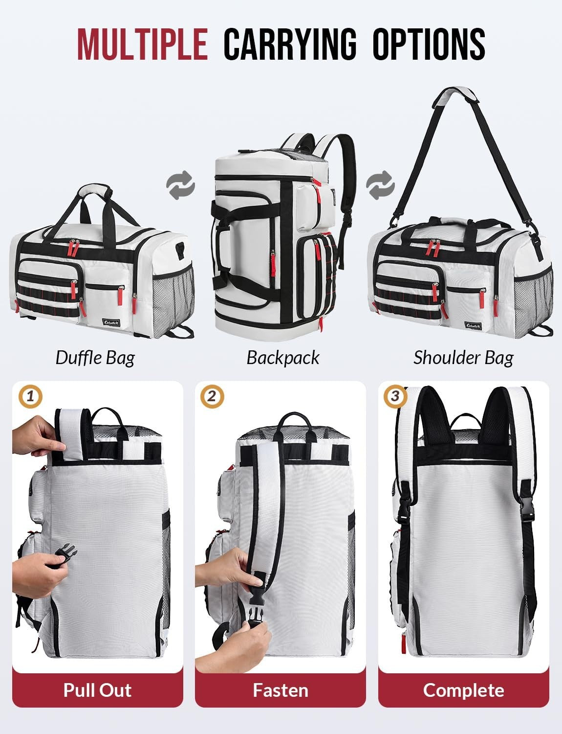 3-in-1 Gym Bag for Men & Women, 39L Sports Duffel Backpack, Wet Pocket & Shoe Co4