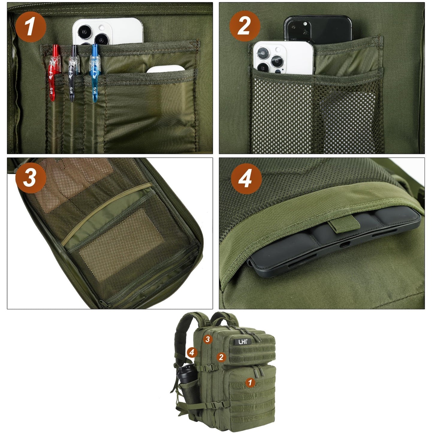 Tactical Military Backpack 45L   3 Day Assault Rucksack with Molle System, Army8