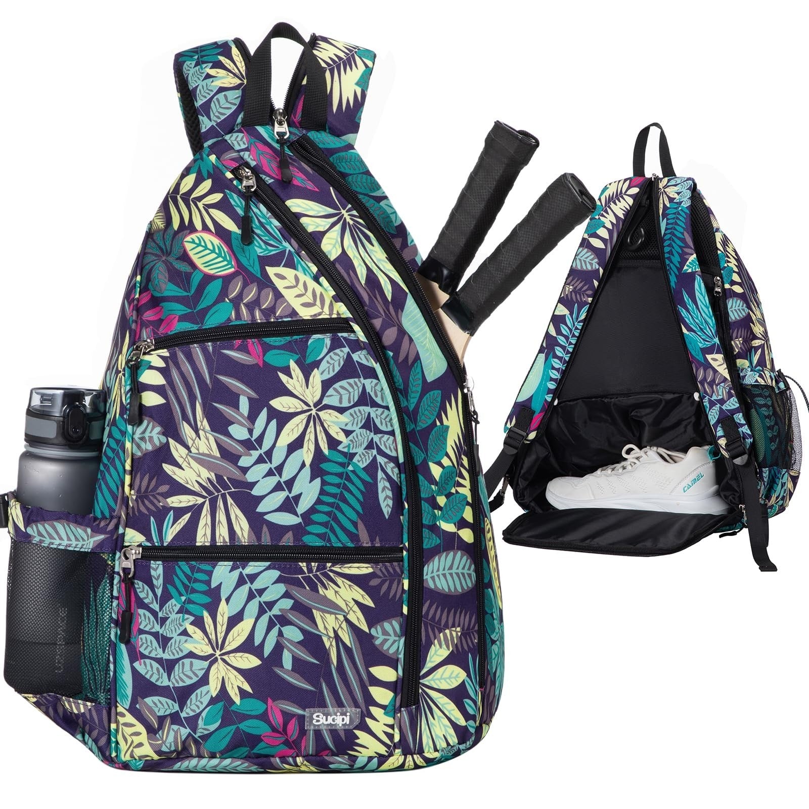 Convertible Pickleball Backpack - Water-Resistant, Large Capacity, Holds 6 Paddl0