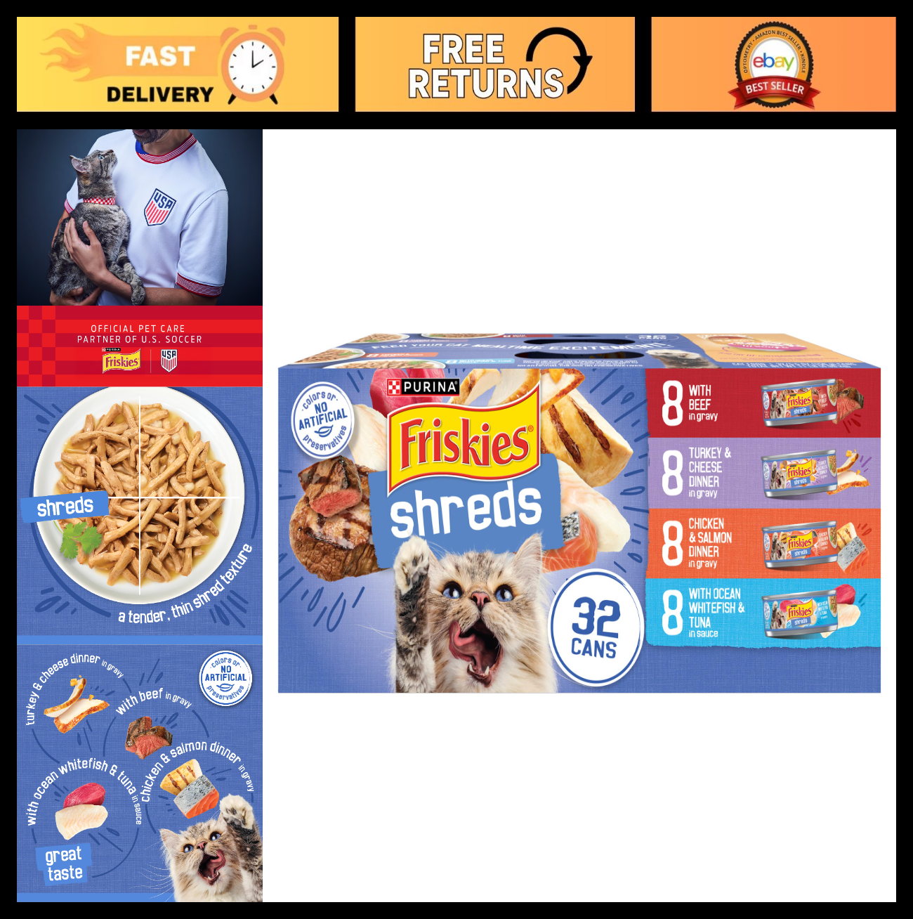 Savory Wet Cat Food Variety Pack   Beef, Turkey, Chicken, Salmon, Tuna   32 Cans0