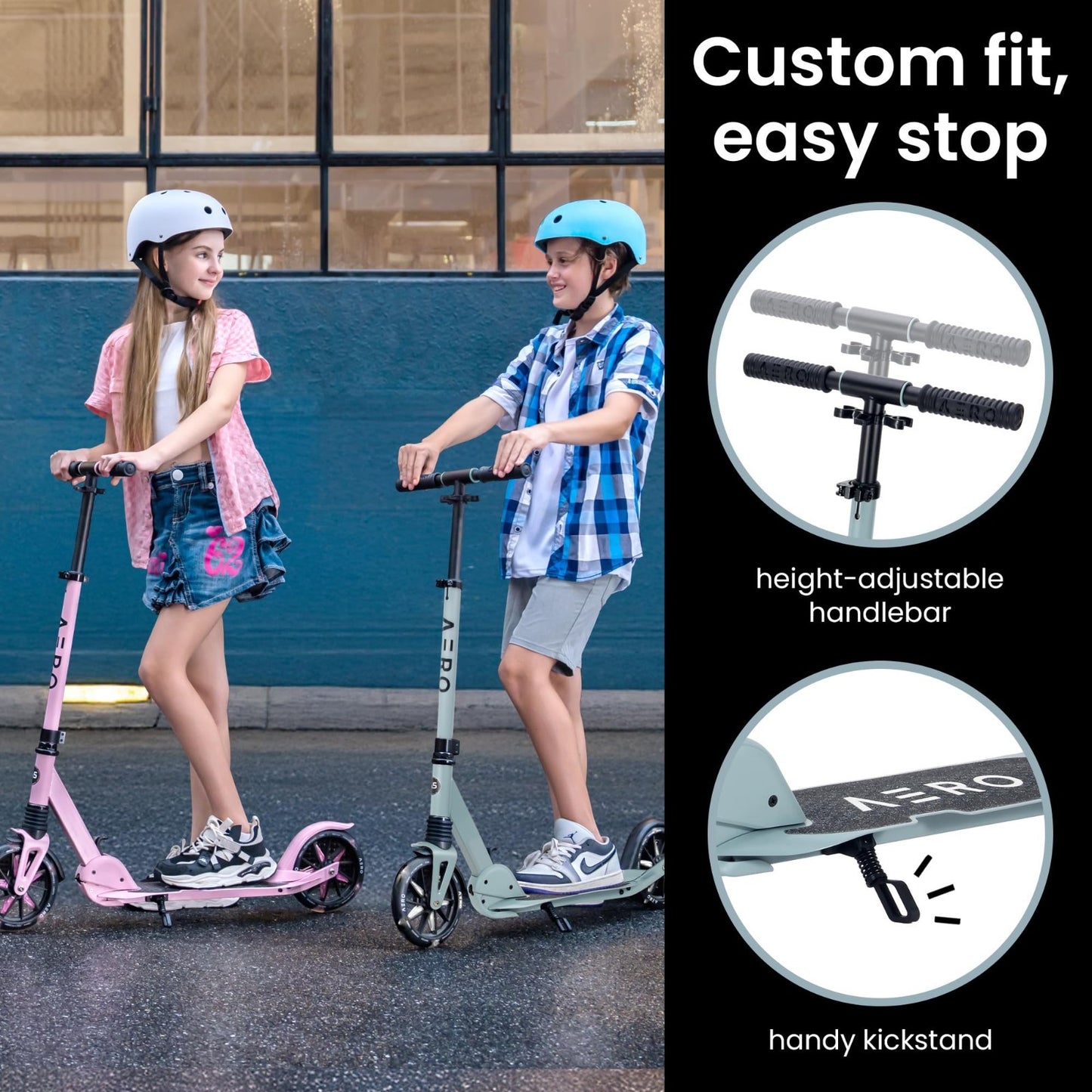 Big Wheel Kick Scooter for Kids 6-12, Teens & Adults - Adjustable Height, Smooth5