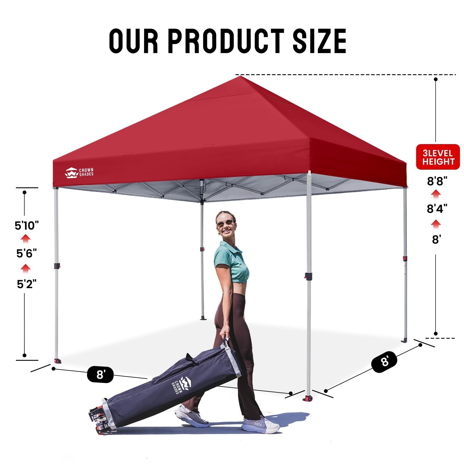 8x8 Pop Up Canopy Tent   One Push Setup, Easy Outdoor Sun Shade for Events, Part2