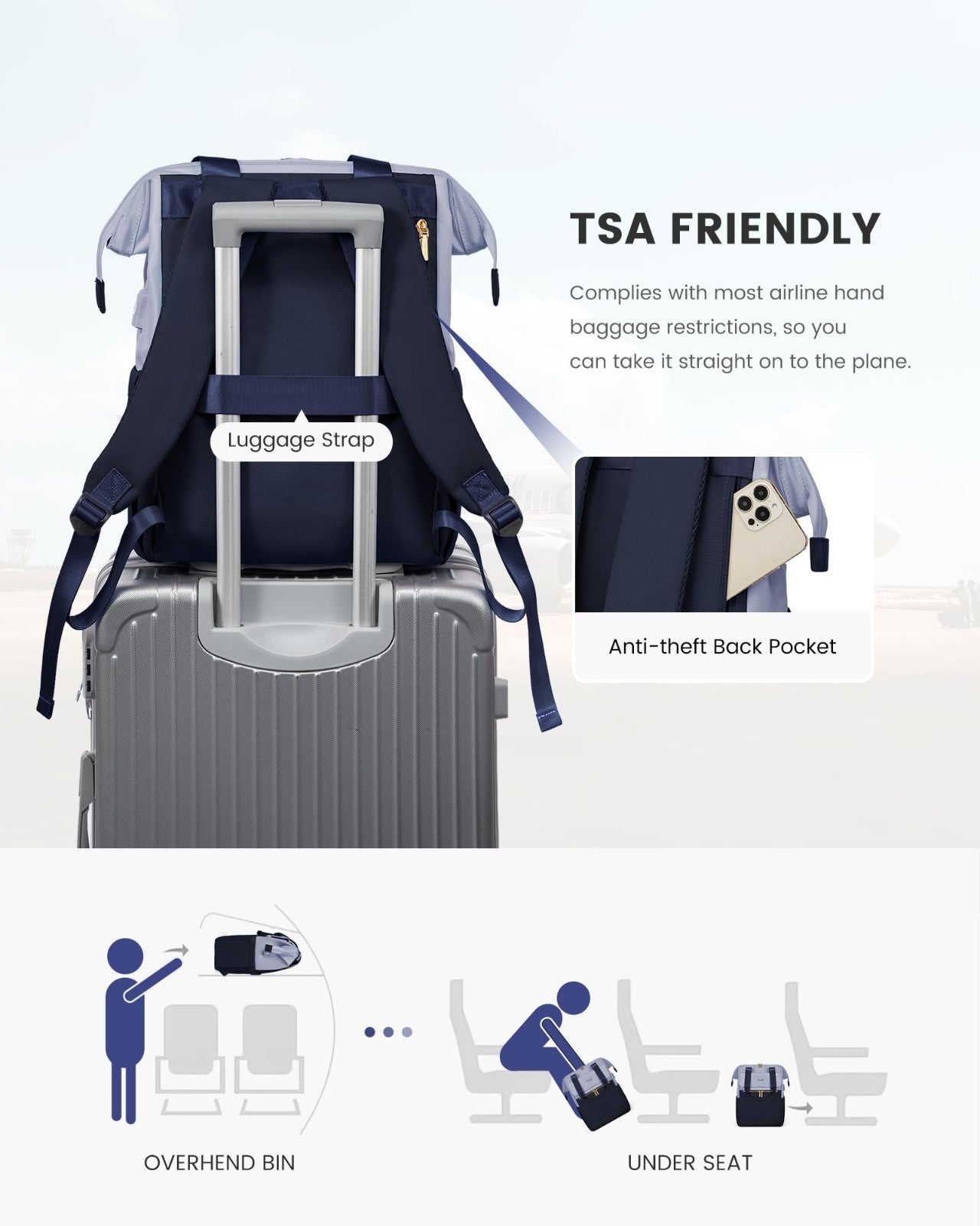 Stylish 15.6" Laptop Backpack for Women, USB Port, Waterproof Travel Bag, Organi4
