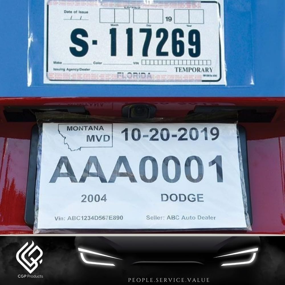 Temporary License Plate Tag Plastic Bags - 100 Count for Auto Dealerships (2 Pac5