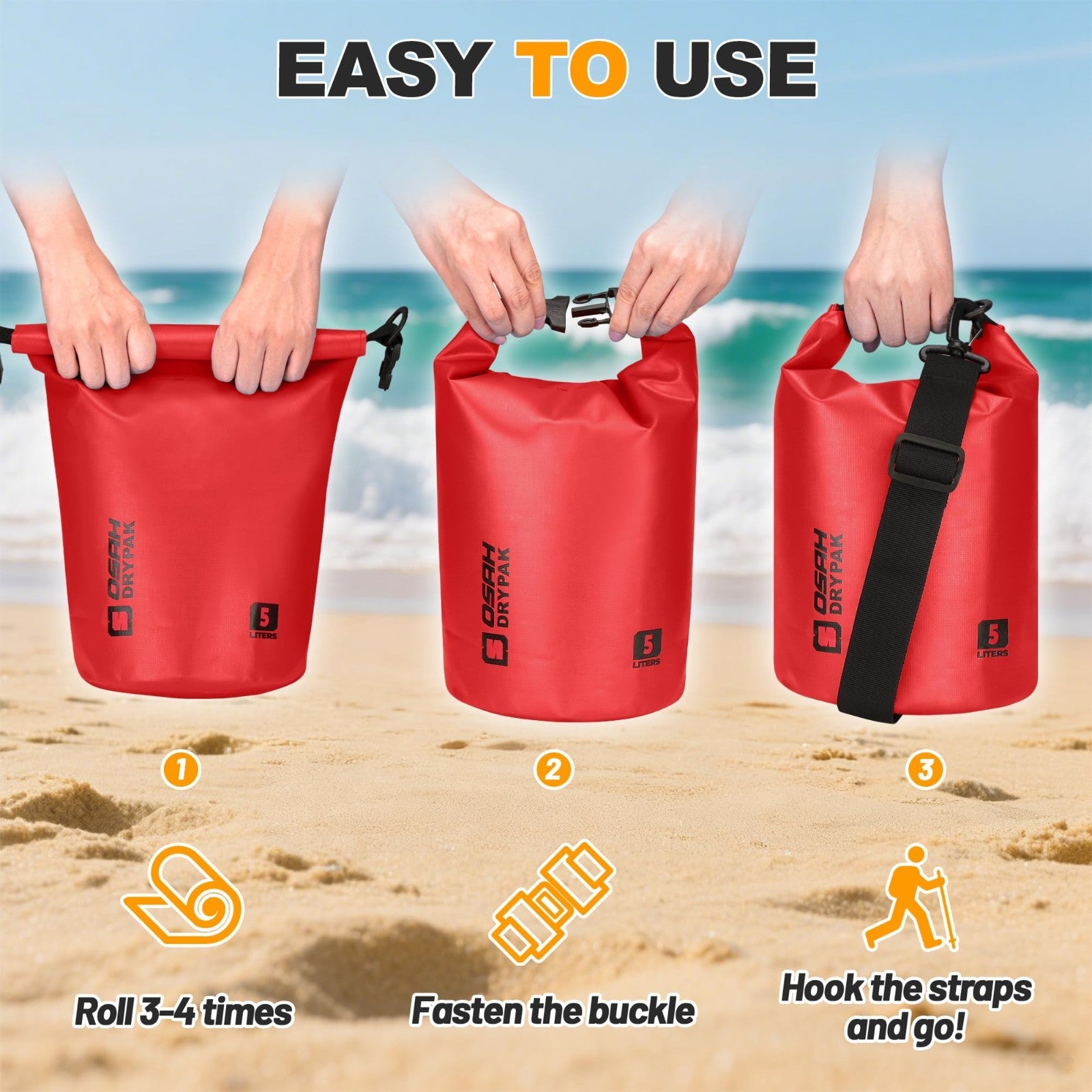 Waterproof Dry Bag - Lightweight Roll Top Backpack, 5L-40L for Travel, Kayaking,5