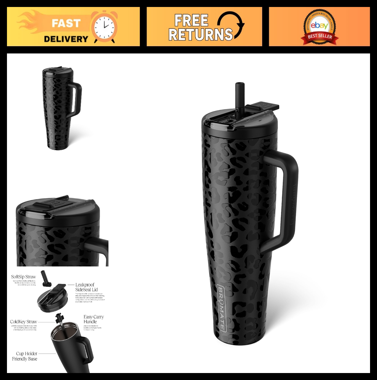 40oz Insulated Tumbler with Leakproof Straw Lid | Stainless Steel Water Bottle |0