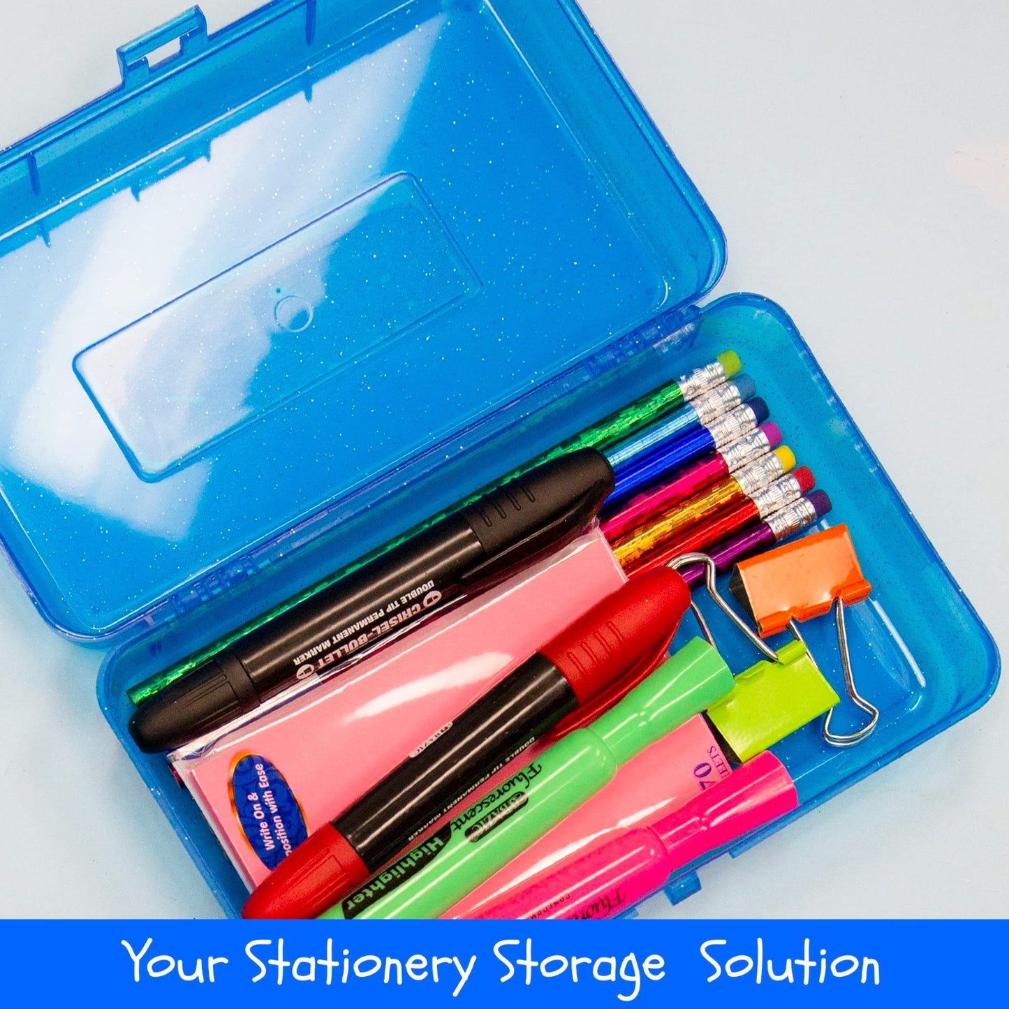 Glitter Multipurpose Pencil Box   Stackable Storage Case for School & Office, 243