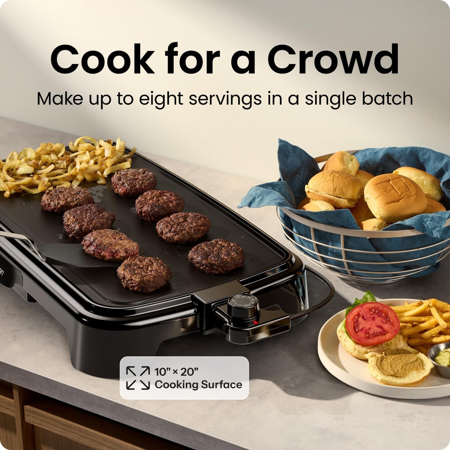 Extra Large Electric Griddle with Removable Temperature Control, Nonstick Surfac2