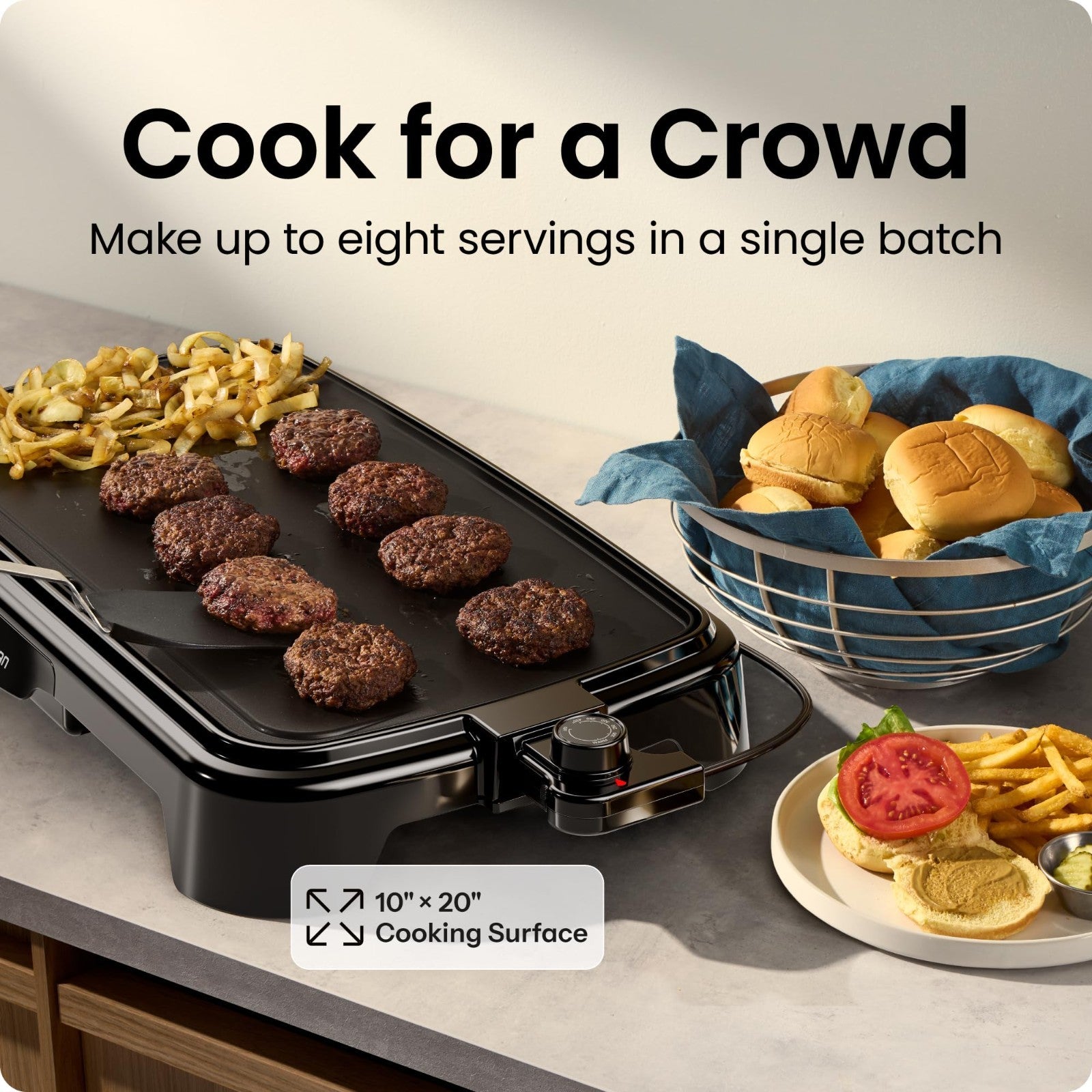 Extra Large Electric Griddle with Removable Temperature Control, Nonstick Surfac2