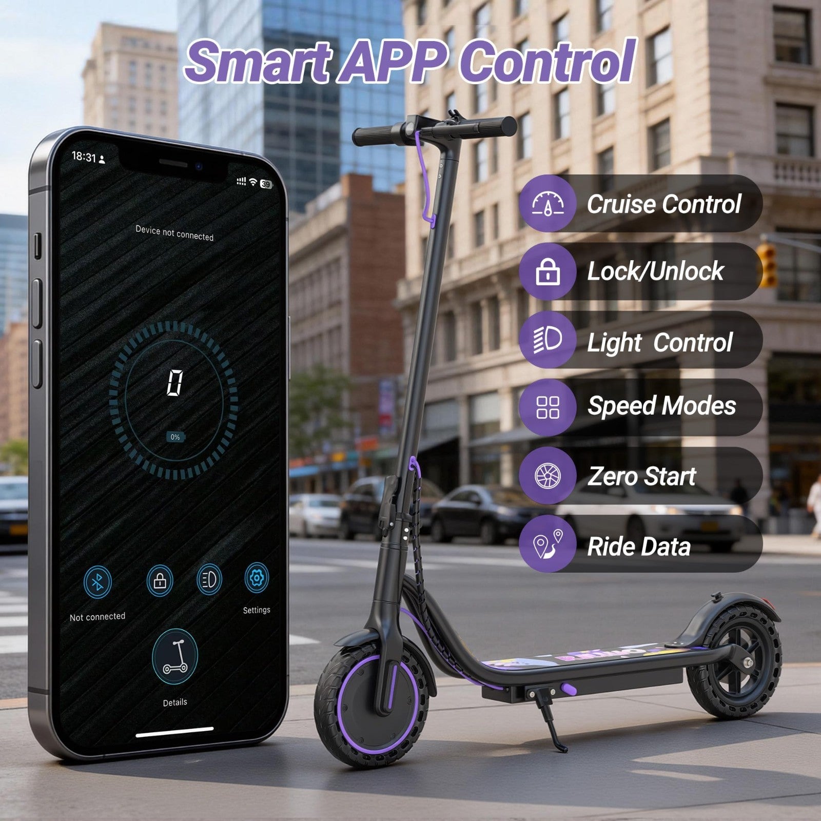 Powerful Electric Scooter 350W-500W, 9-22 MPH, 10-41 Mile Range, Foldable, Dual3