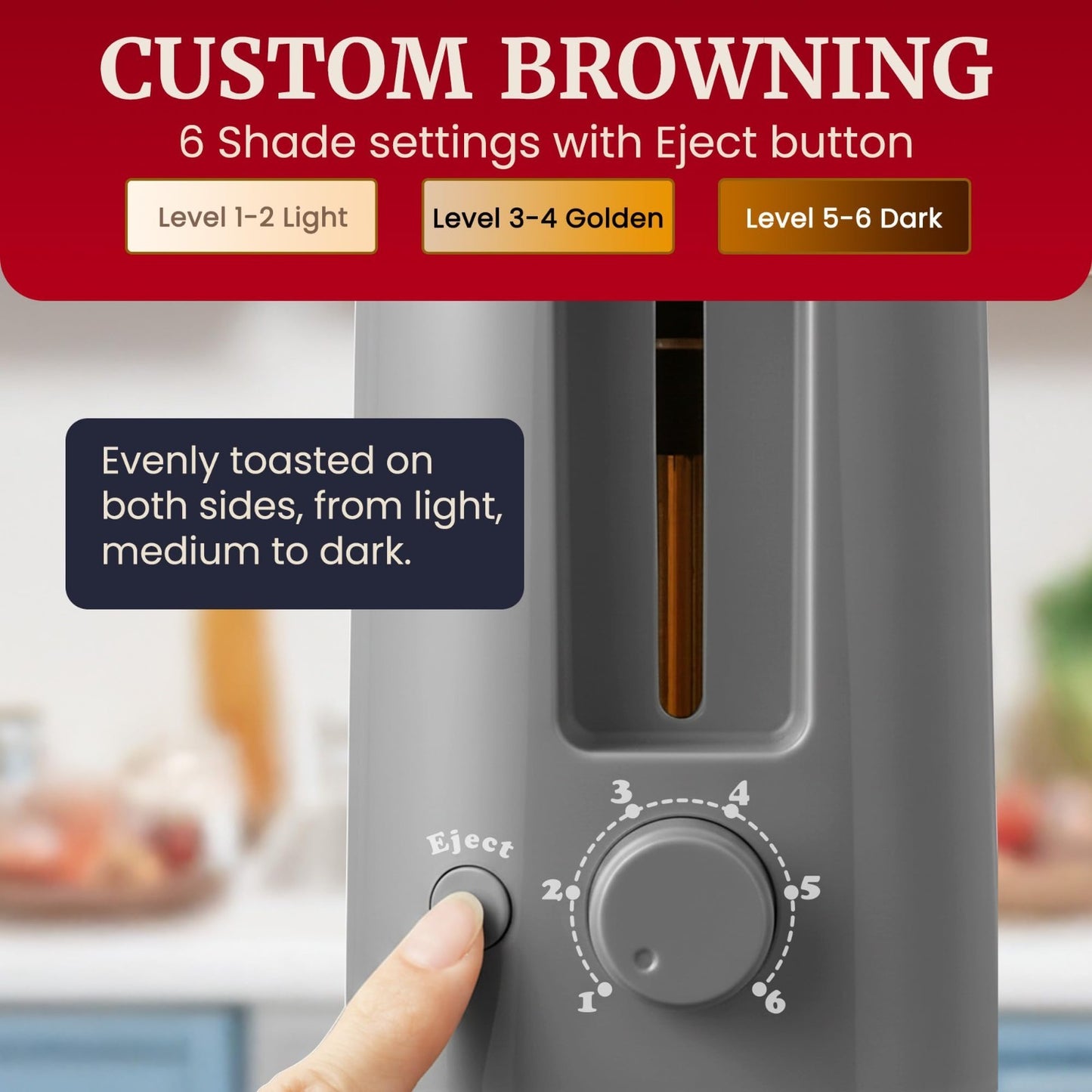 2-Slice Long Slot Toaster with Cool-Touch Body, 6 Browning Settings, Extra-Wide4