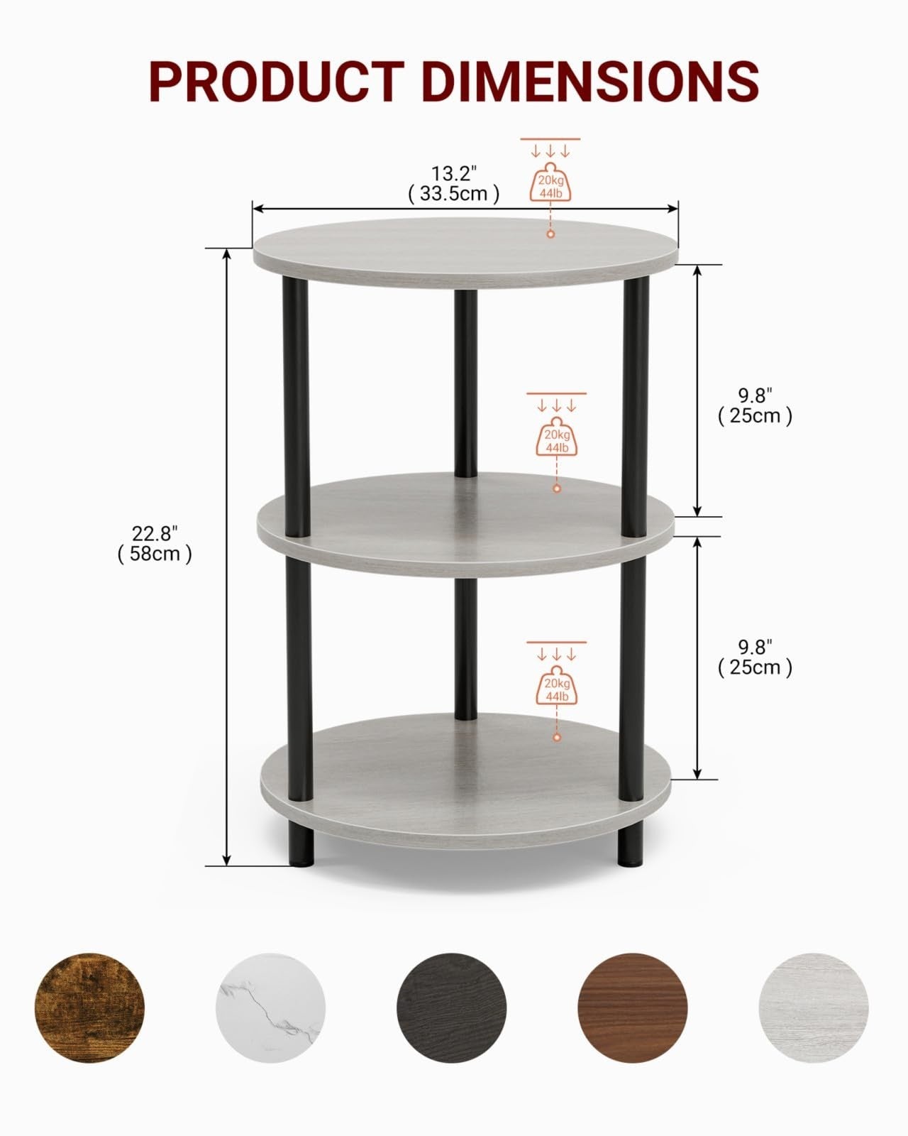 Industrial Vintage Round Coffee Table - Narrow Side Table for Living Room & Bedr2